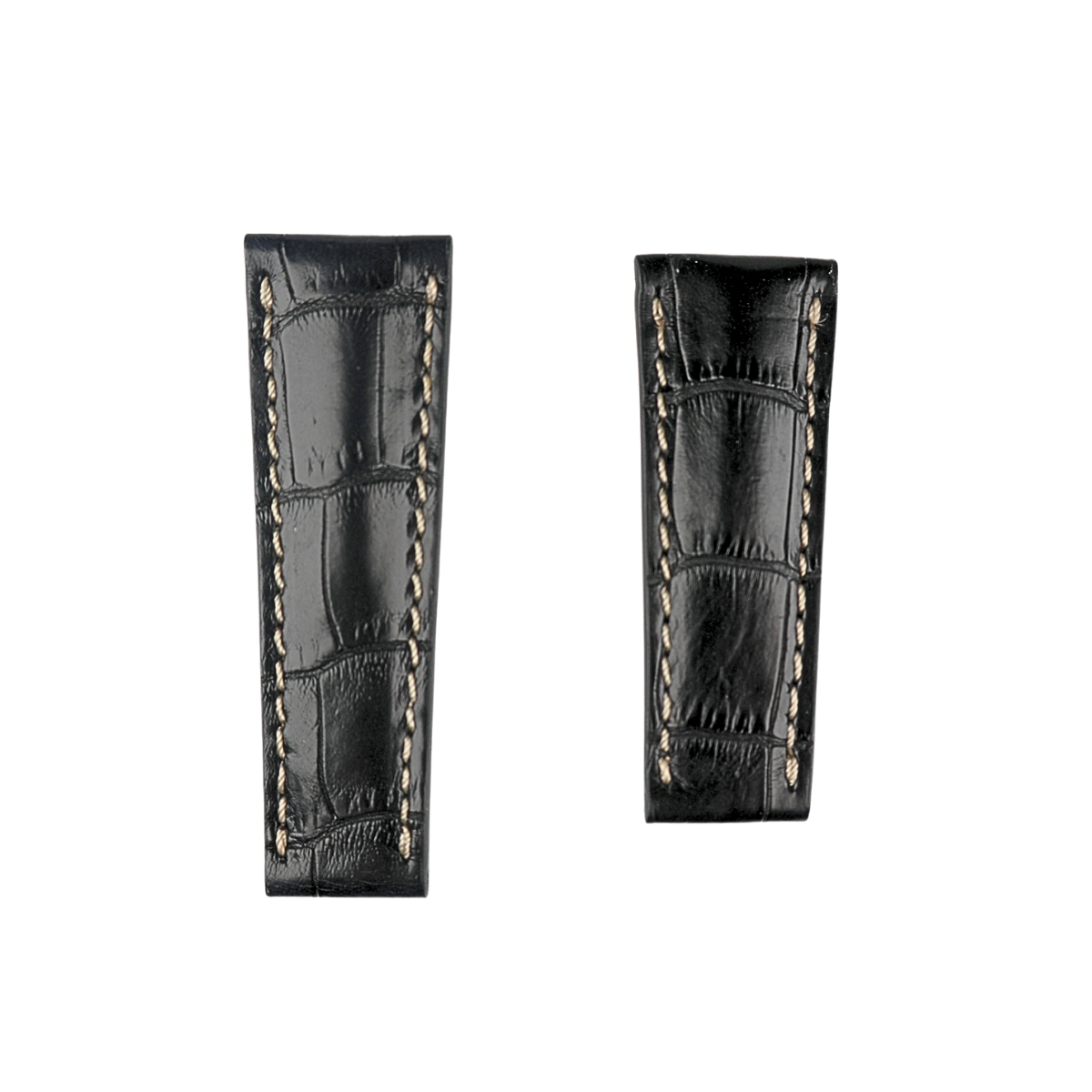 Italian Black Alligator Leather Strap for Rolex Daytona | Beige Stitching