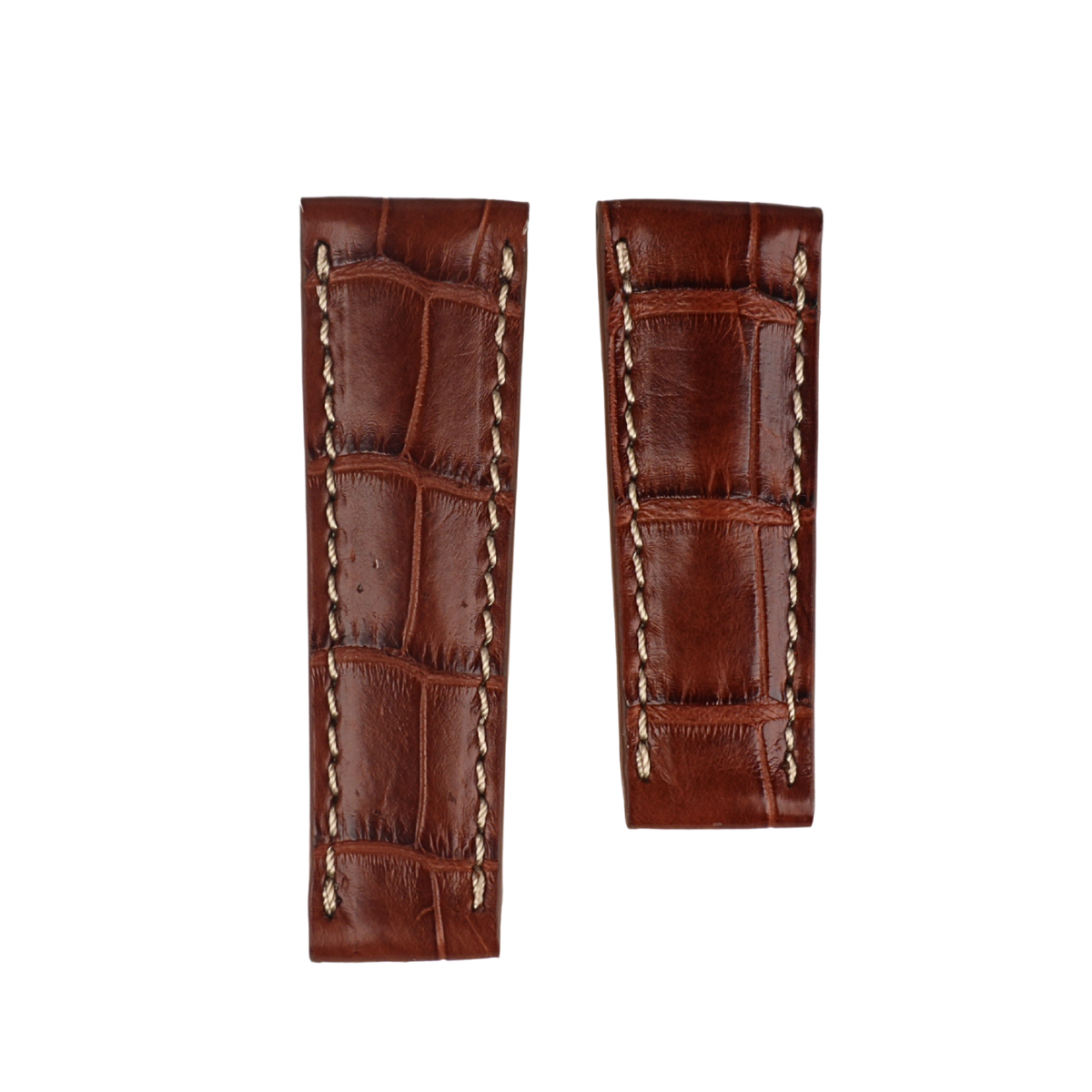 Italian Cognac Brown Alligator Leather Strap for Rolex Daytona | Beige Stitching
