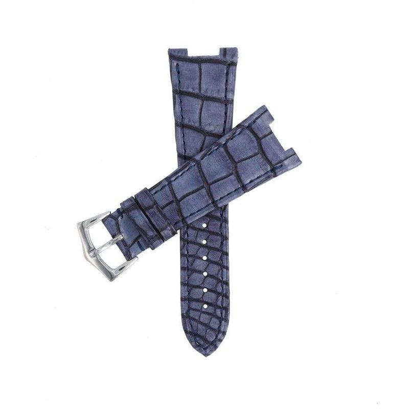 Vintage Blue Genuine Alligator Watch Strap Patek Philippe Compatible - Alligator Strap- Milano Straps