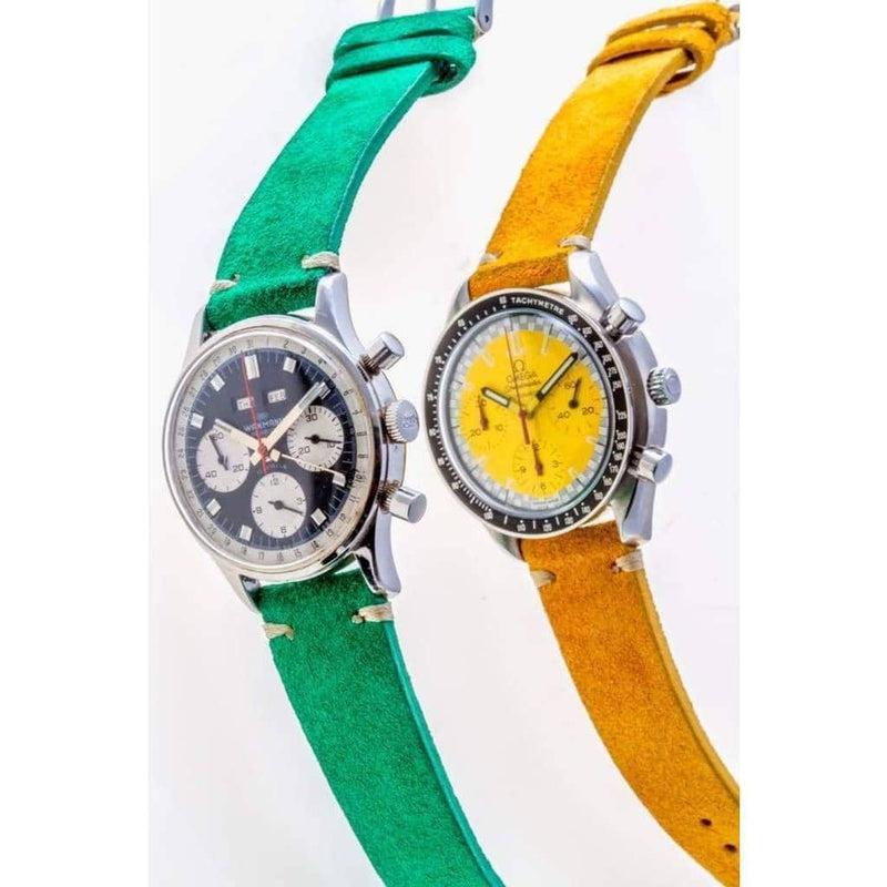 Yellow Suede Vintage Leather Watch Strap - Suede strap- Milano Straps