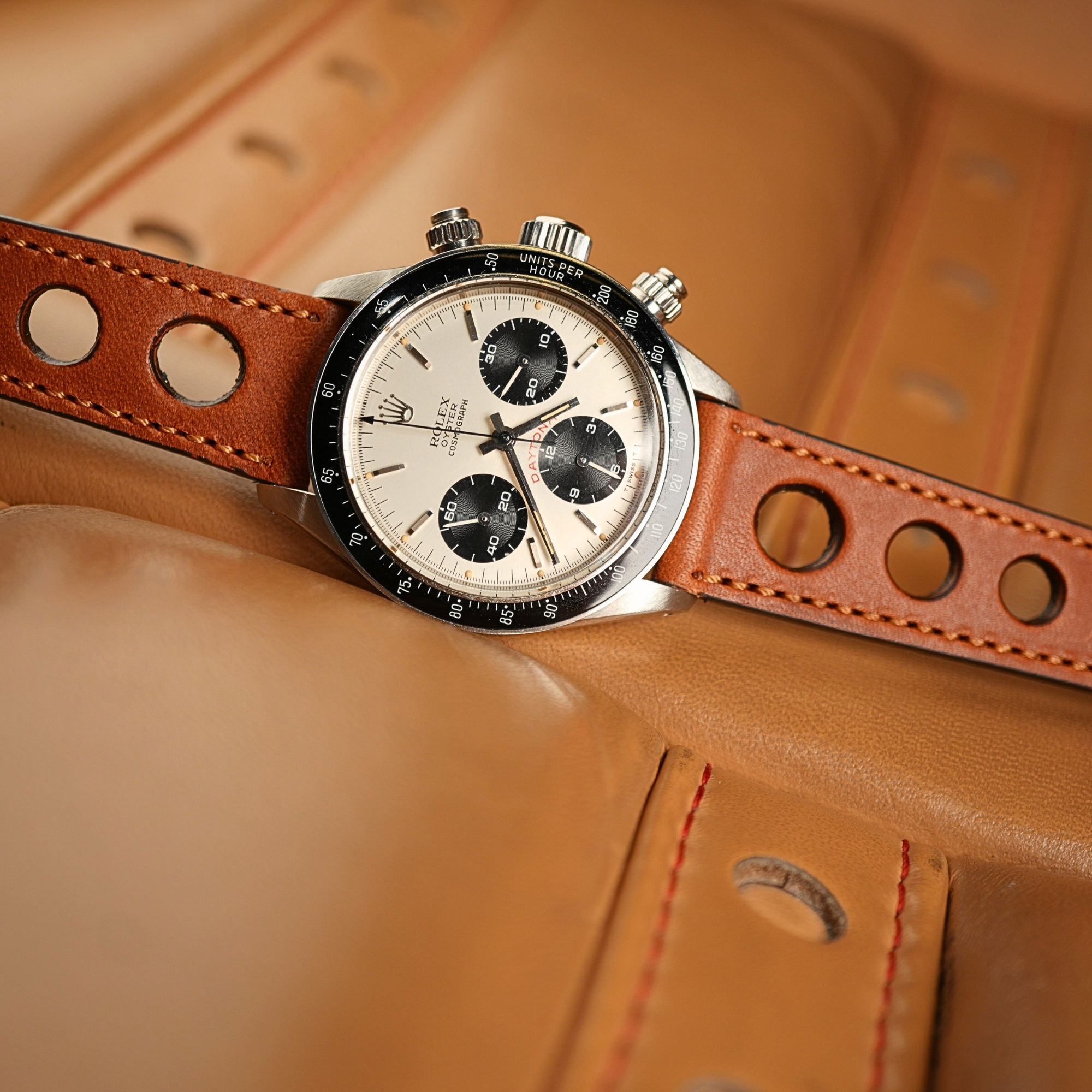Natural "Rally" Leather Watch Strap
