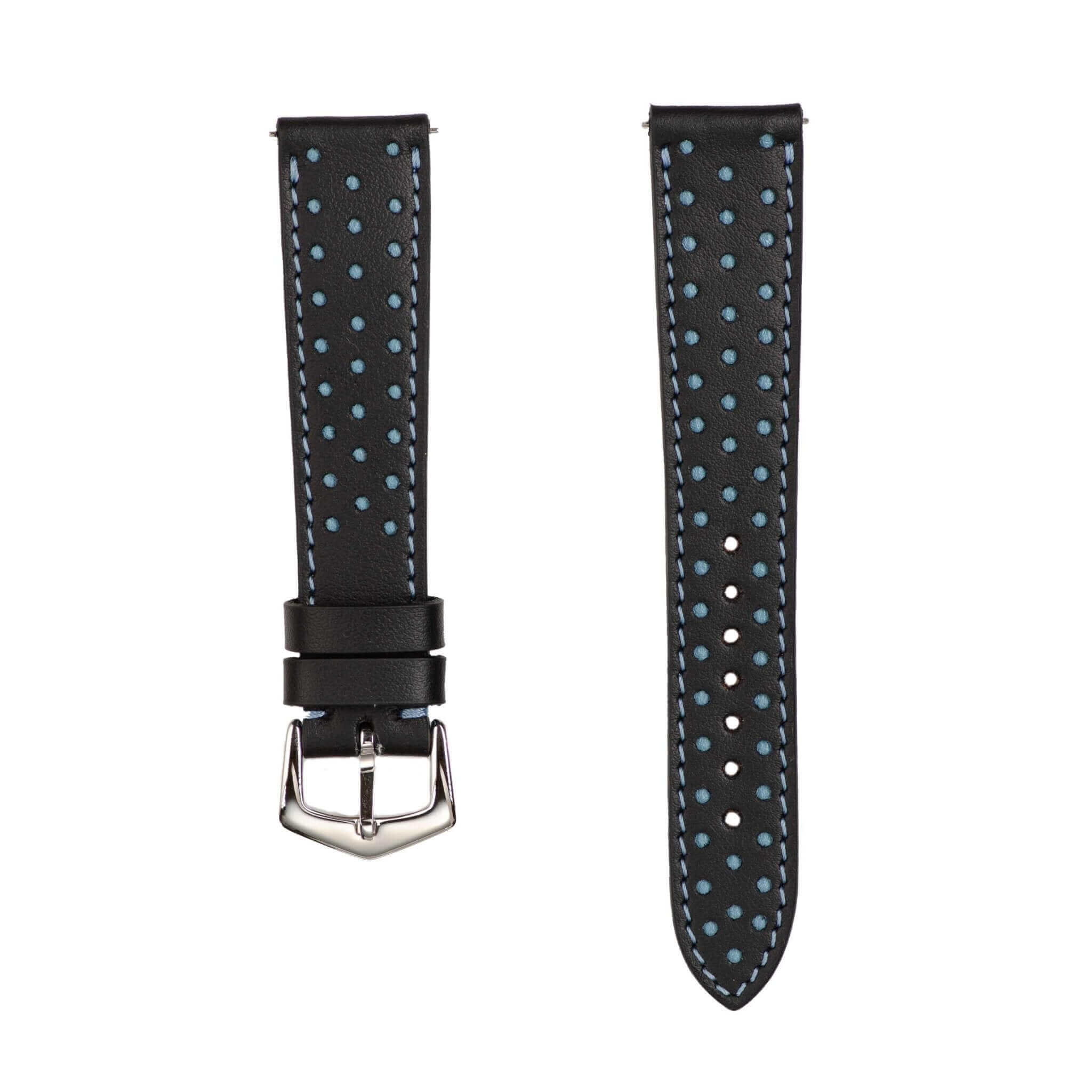 Black & Blue "Driver" Leather Watch Strap - Leather strap- Milano Straps