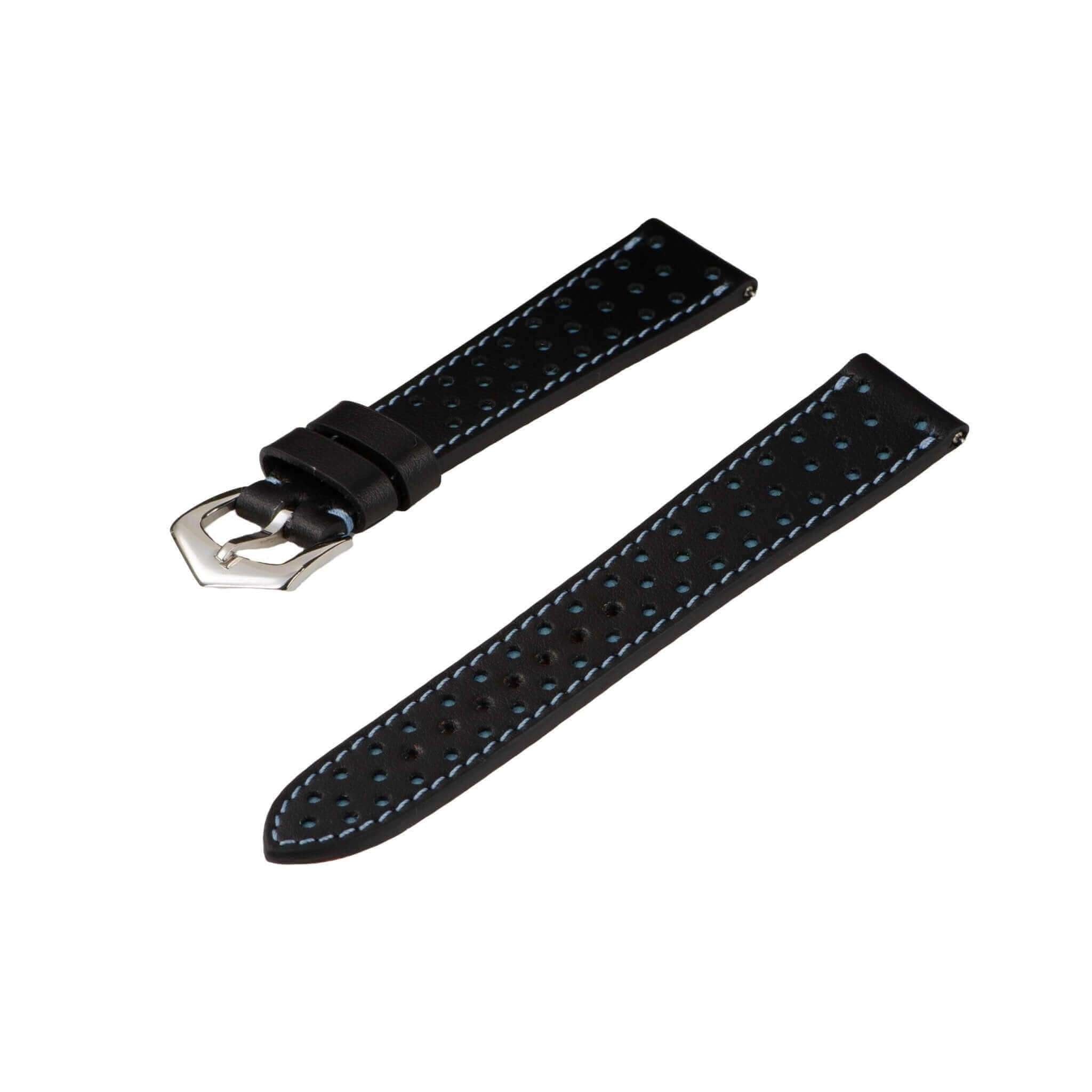 Black & Blue "Driver" Leather Watch Strap - Leather strap- Milano Straps