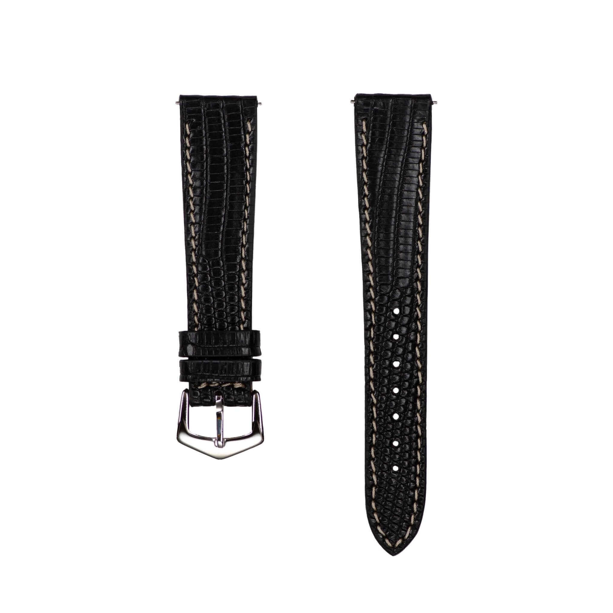 Black Lizard Watch Strap - Leather strap- Milano Straps