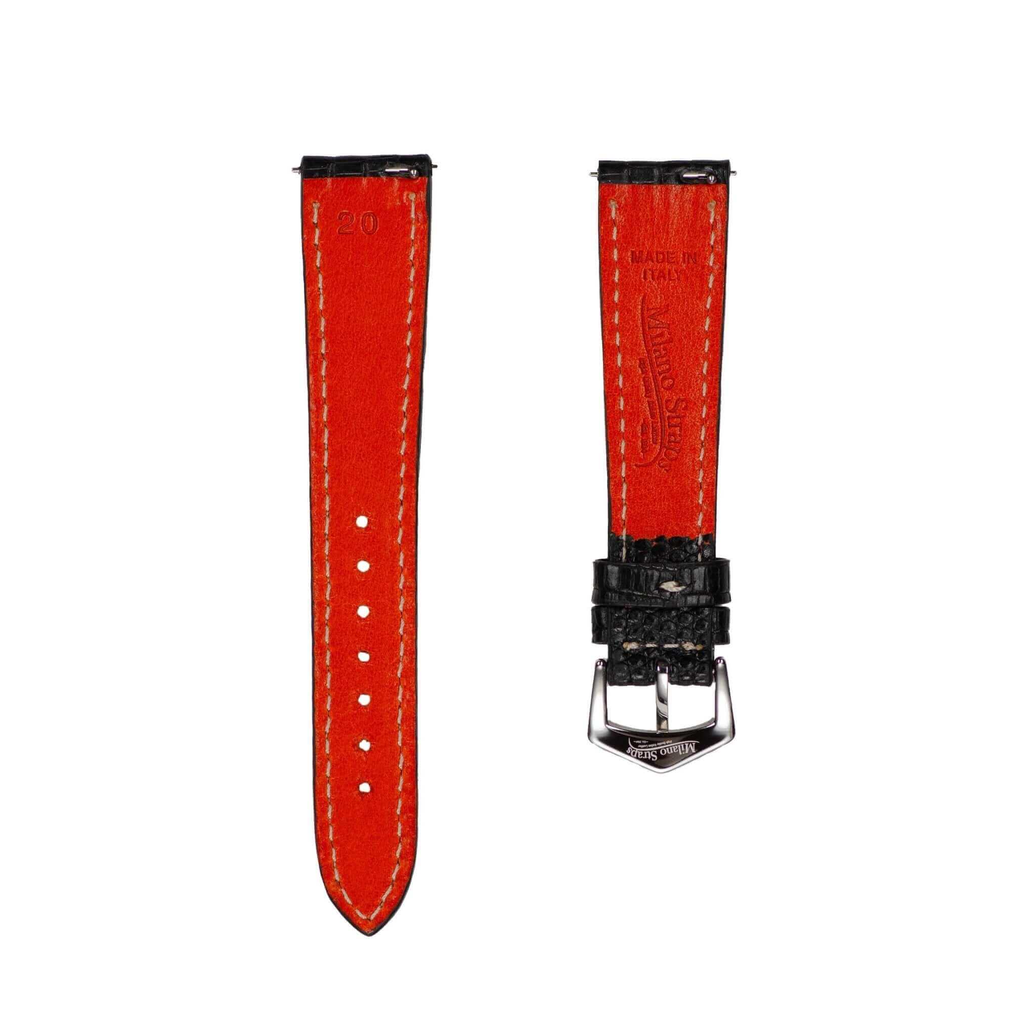 Black Lizard Watch Strap - Leather strap- Milano Straps