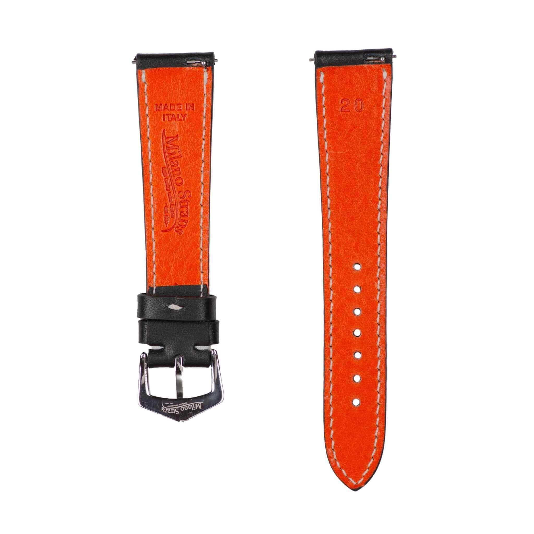 Black & White "Driver" Leather Watch Strap - Leather strap- Milano Straps