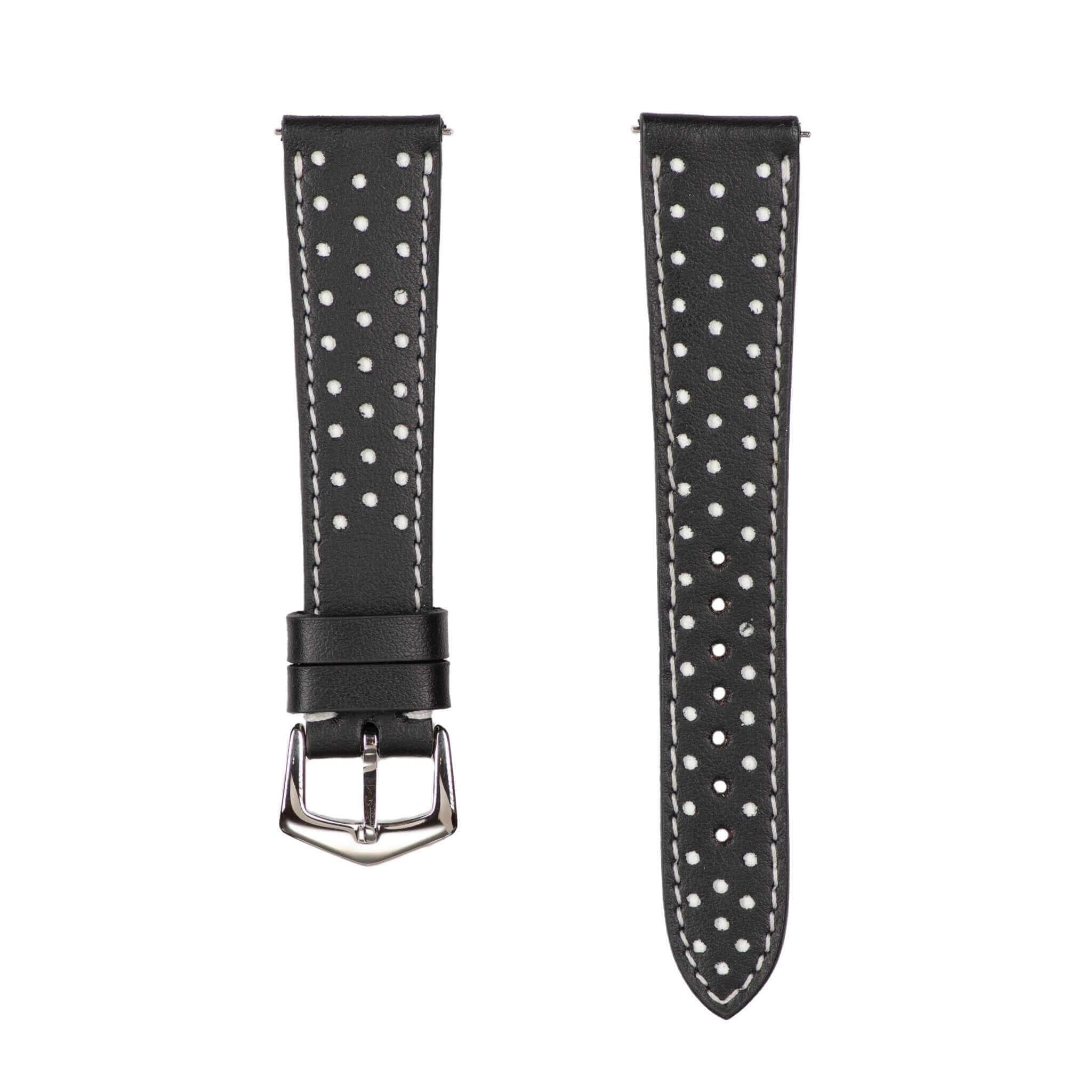 Black & White "Driver" Leather Watch Strap - Leather strap- Milano Straps