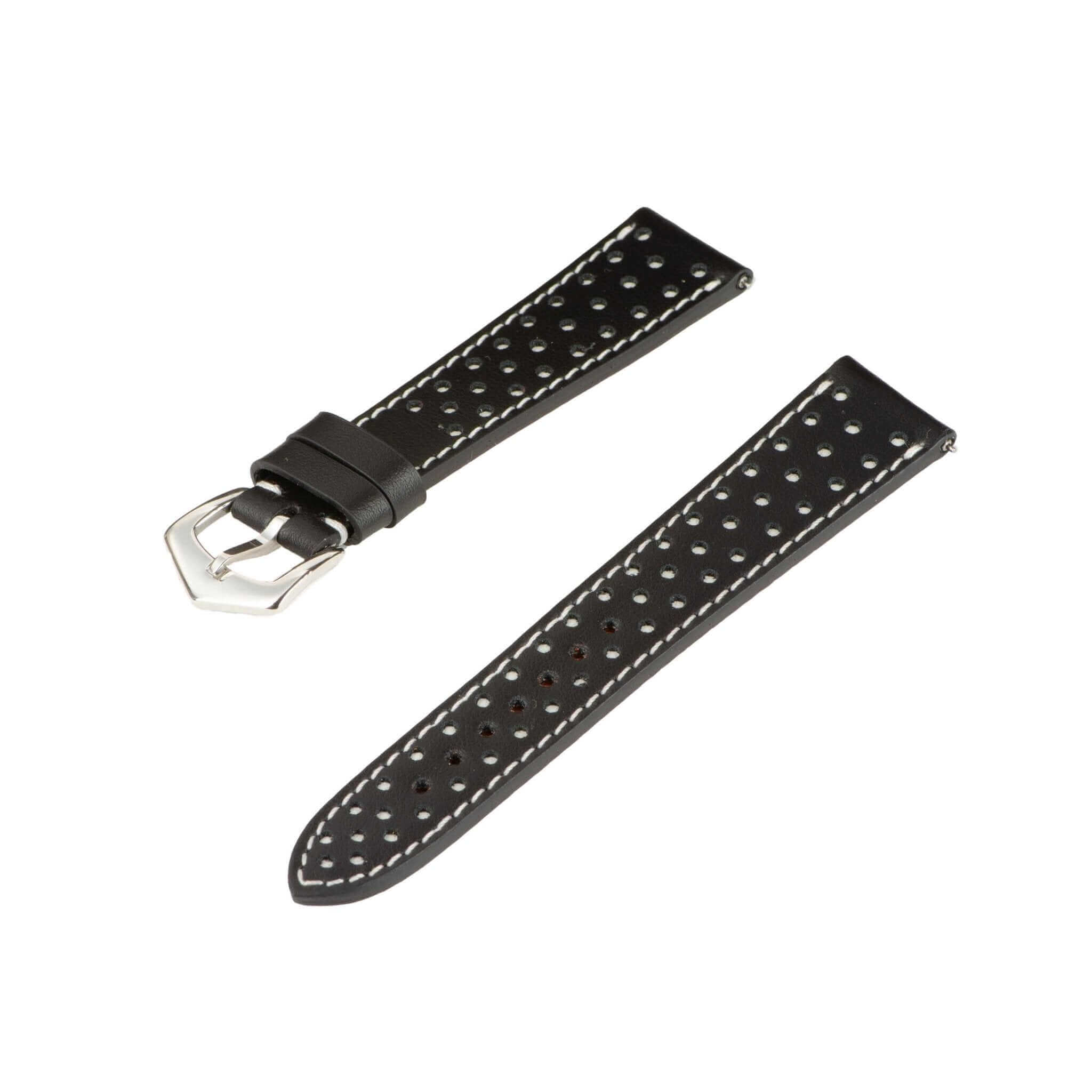 Black & White "Driver" Leather Watch Strap - Leather strap- Milano Straps