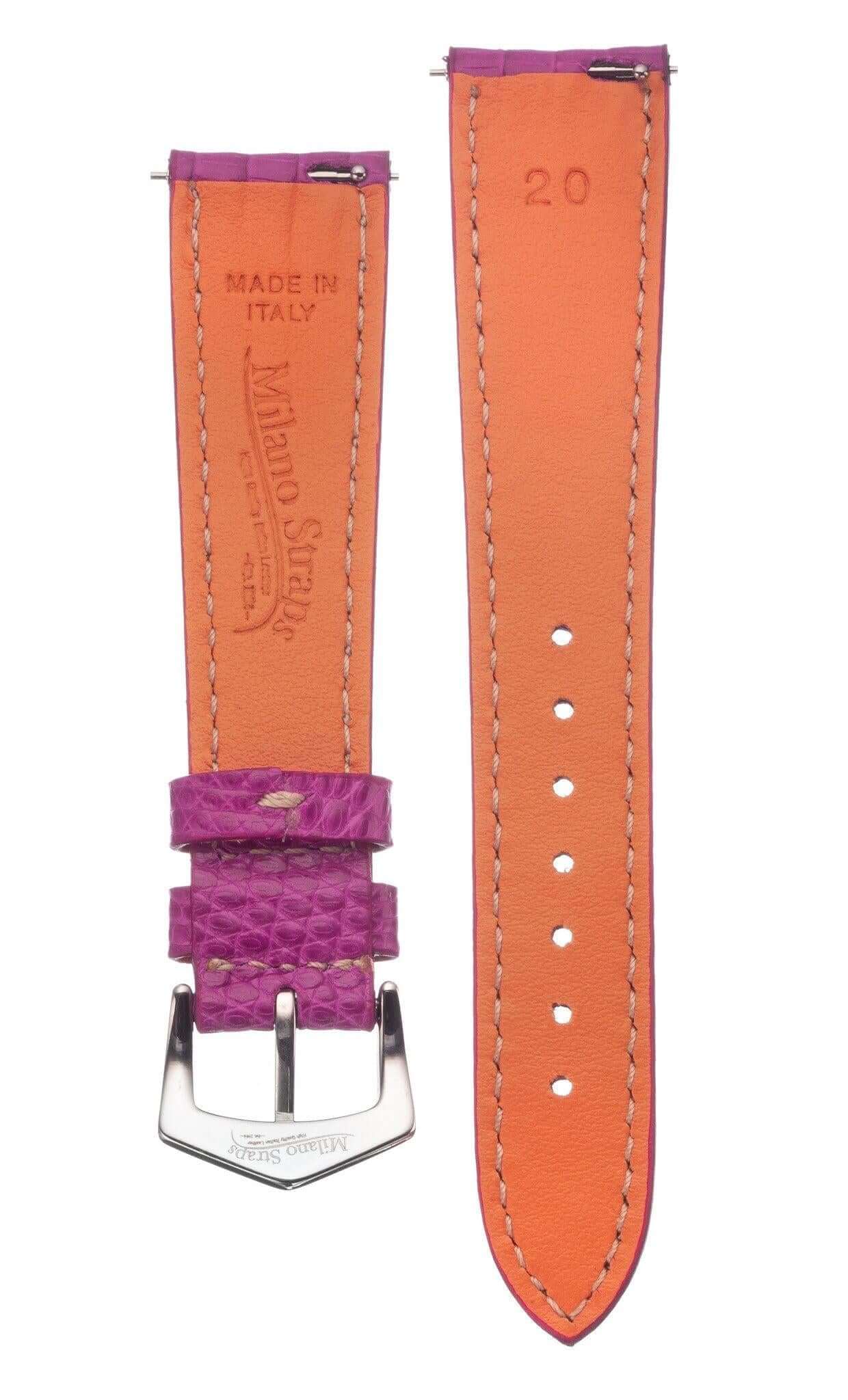 Fuchsia Lizard Watch Strap - Leather strap- Milano Straps