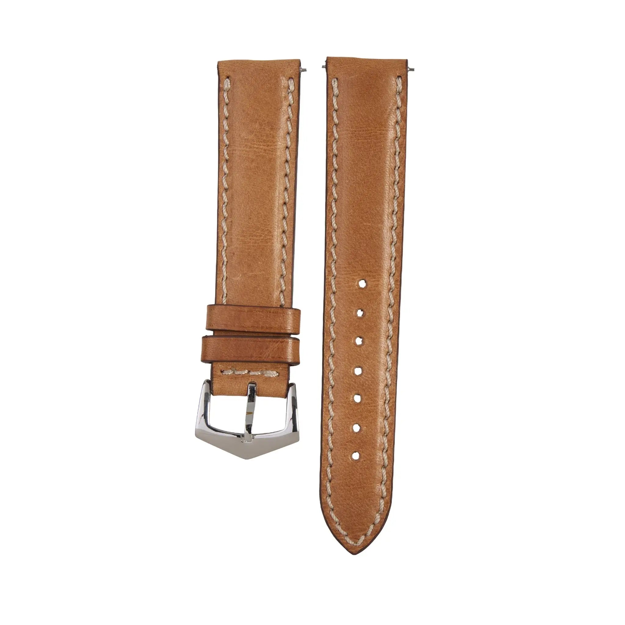 Milano Straps Vintage Natural Leather Watch Band featuring handcrafted Italian design and durable stitching for timeless style.
