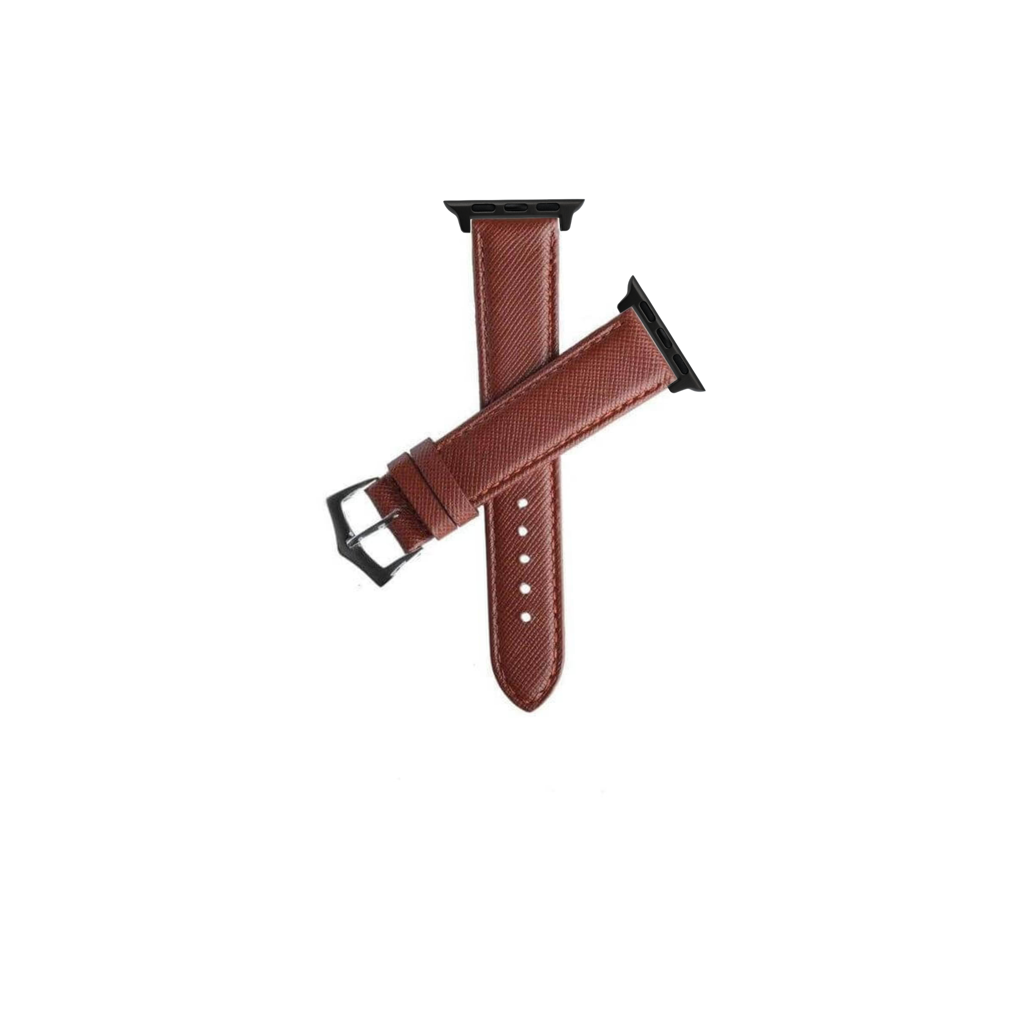 Apple Watch Leather Strap Brown Saffiano Folded Edge