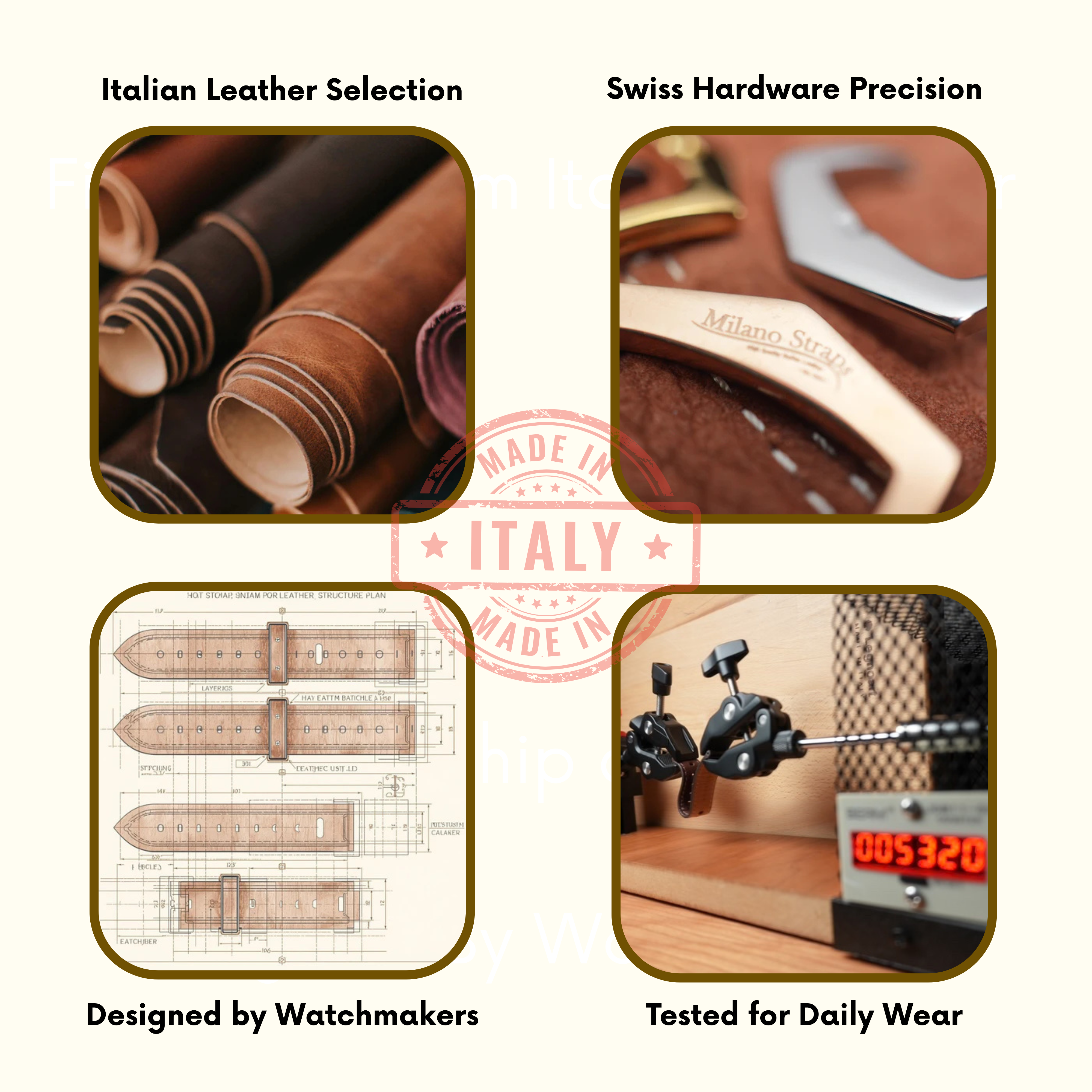 Italian high quality leather straps