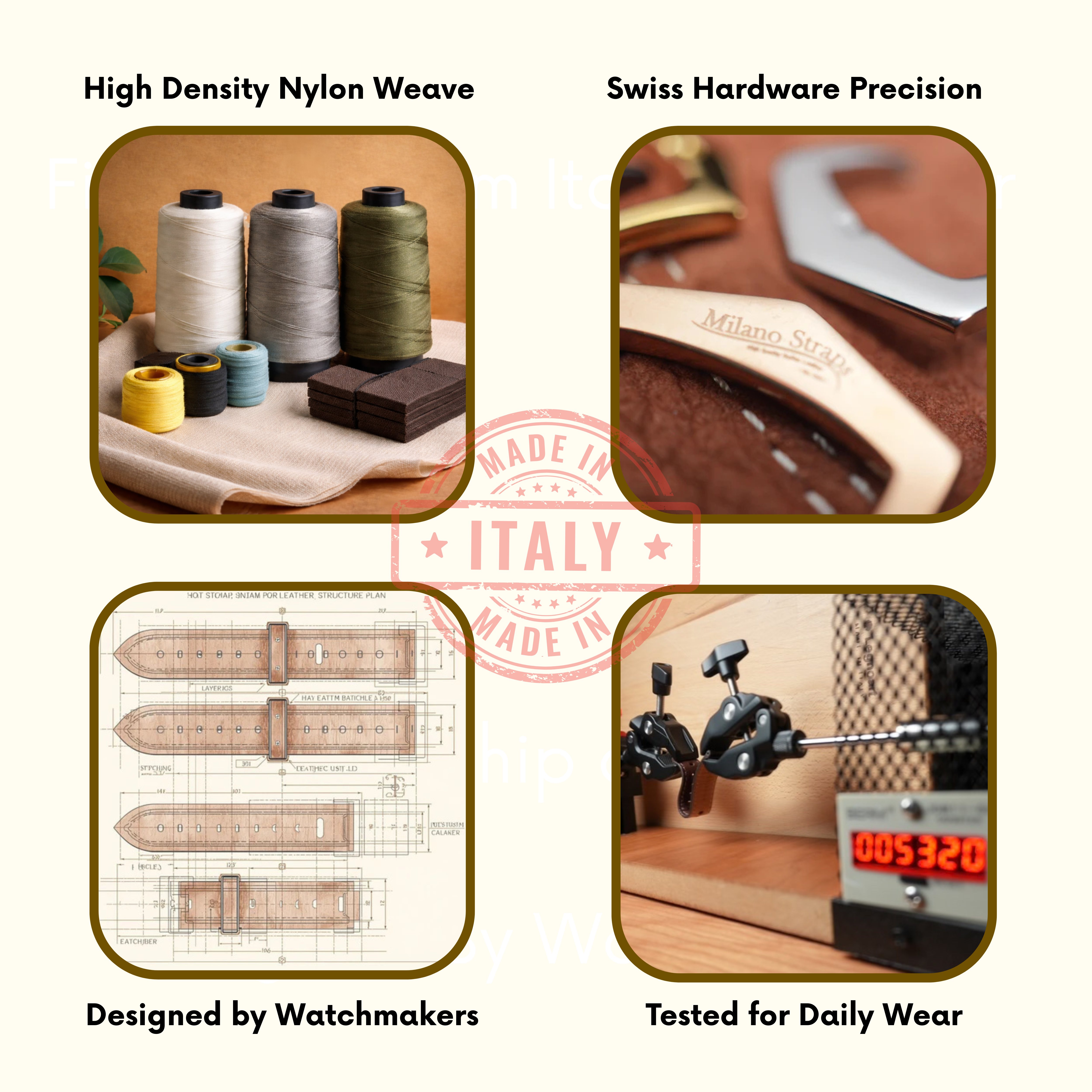 オレンジステッチ環境にやさしいナイロンミリタリー時計ストラップダークグリーン