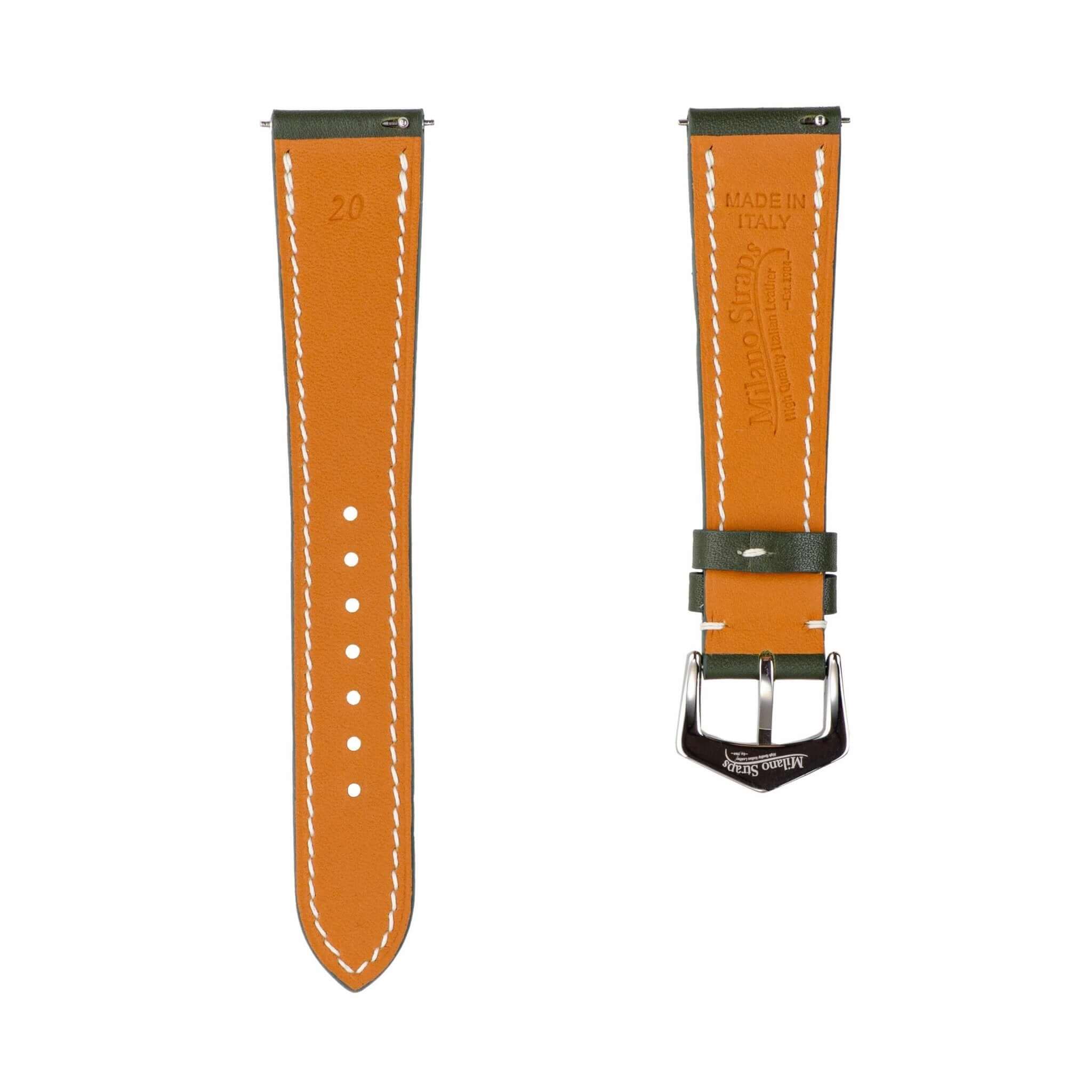 Olive Green Swift Leather Watch Strap - Leather strap- Milano Straps