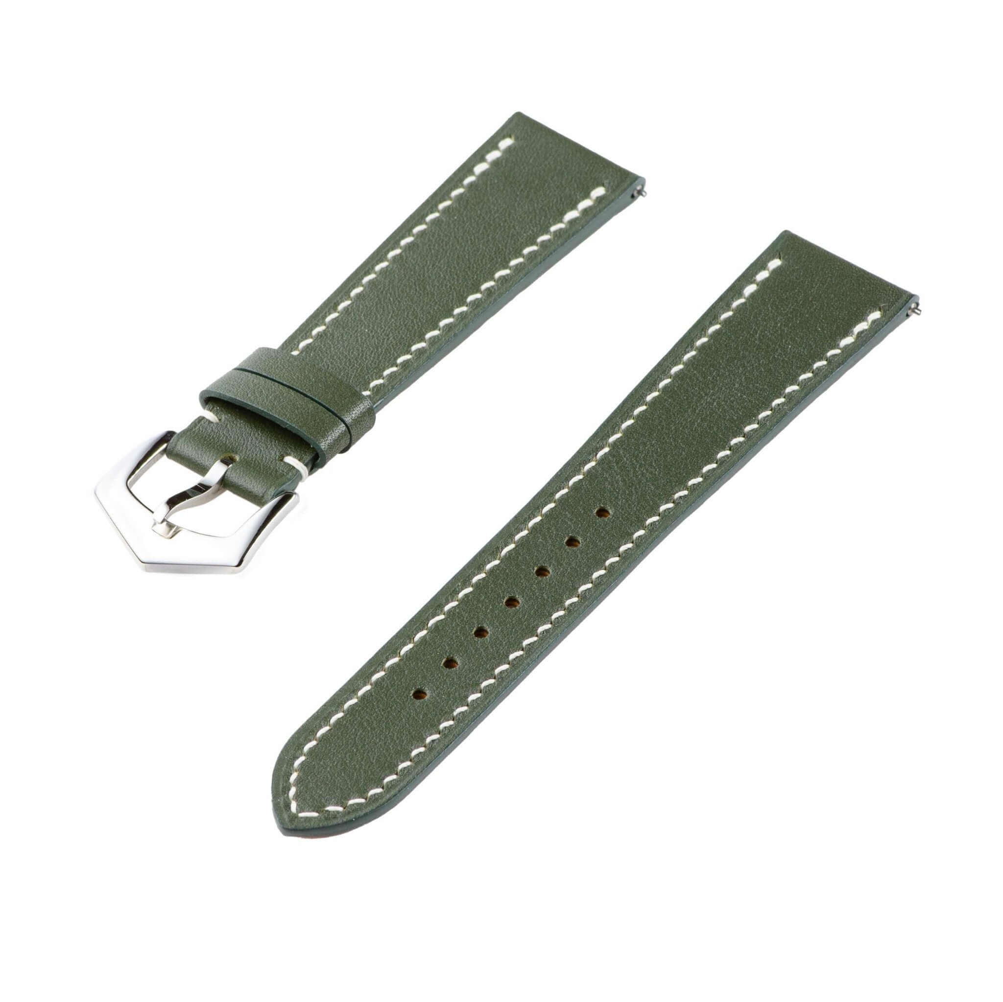 Olive Green Swift Leather Watch Strap - Leather strap- Milano Straps