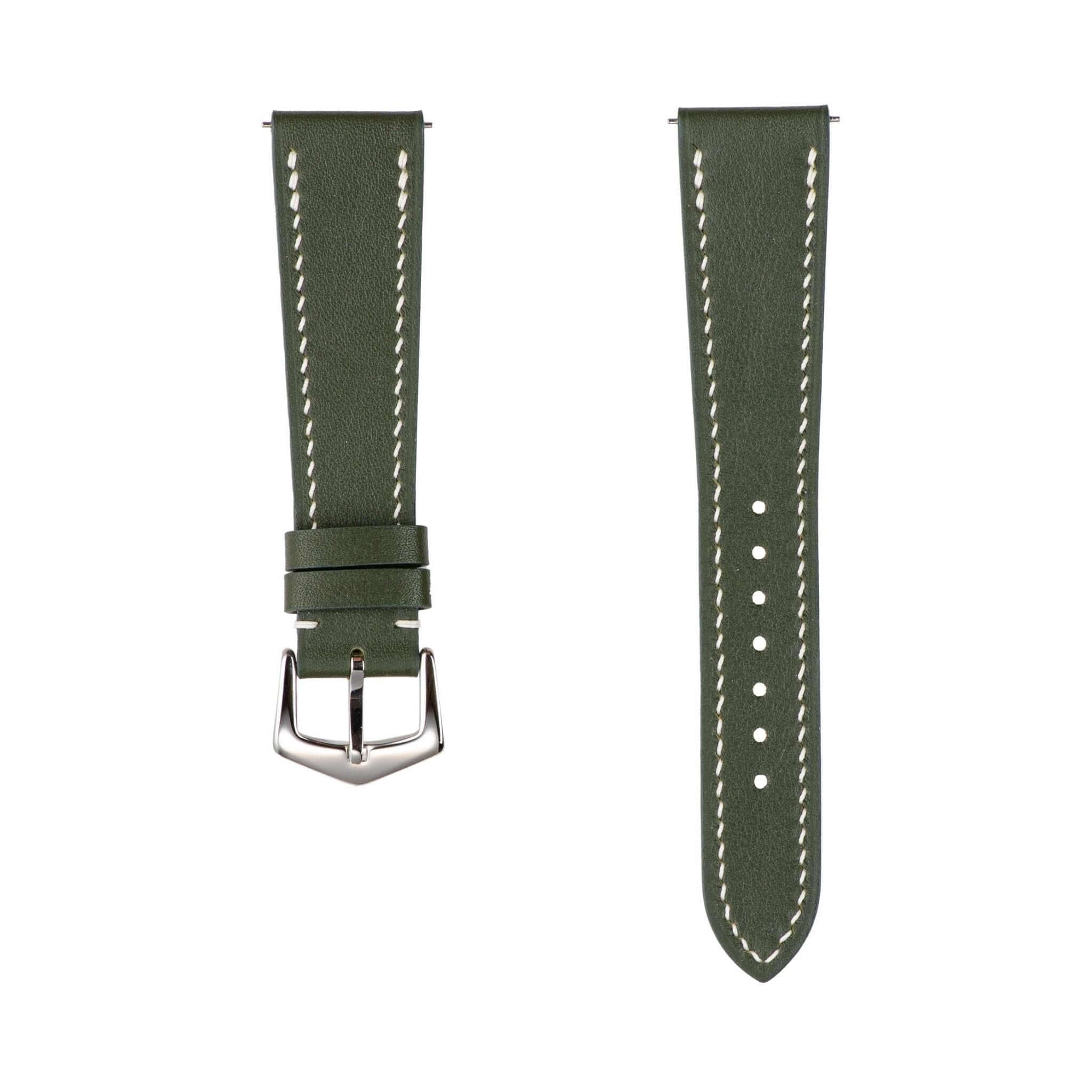 Olive Green Swift Leather Watch Strap - Leather strap- Milano Straps