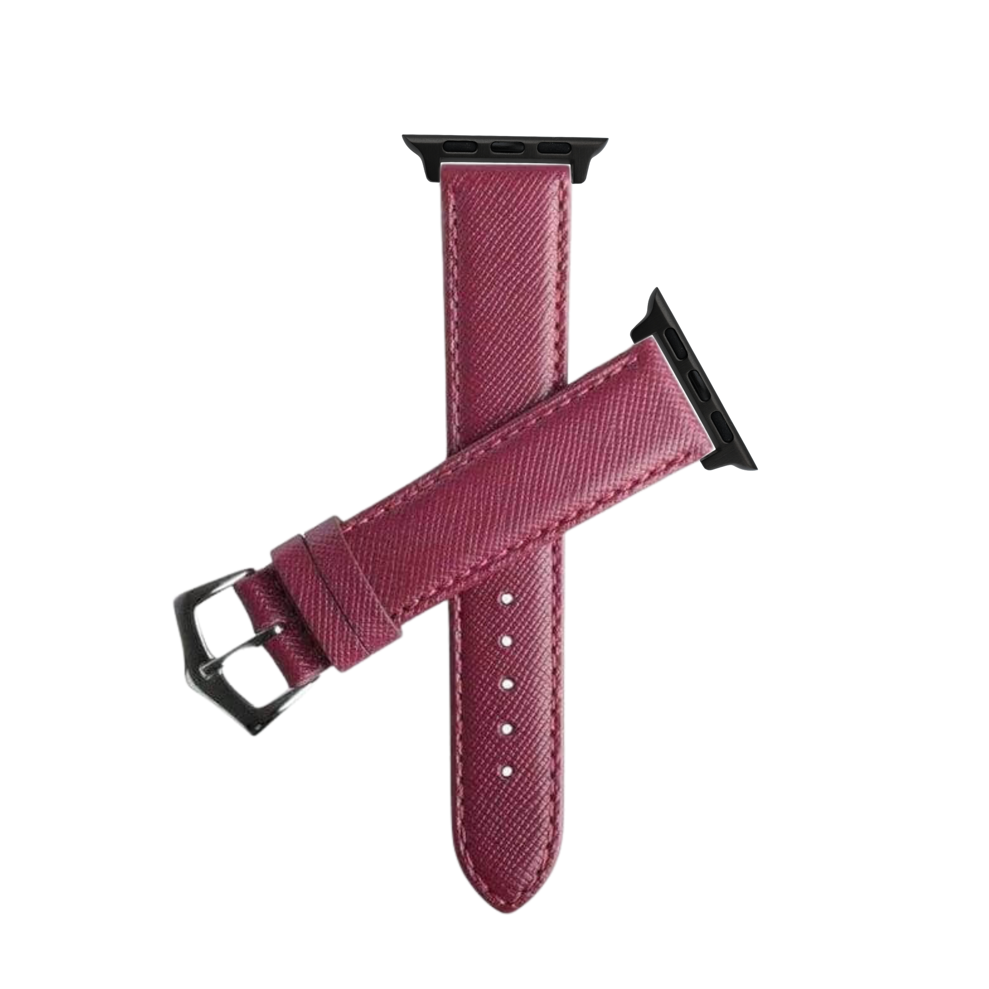 Apple Watch Leather Strap Burgundy Saffiano Folded Edge