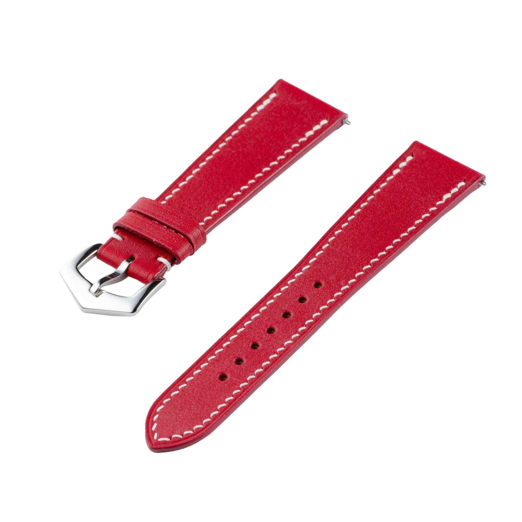 Red Barenia Leather Watch Strap - Leather strap- Milano Straps