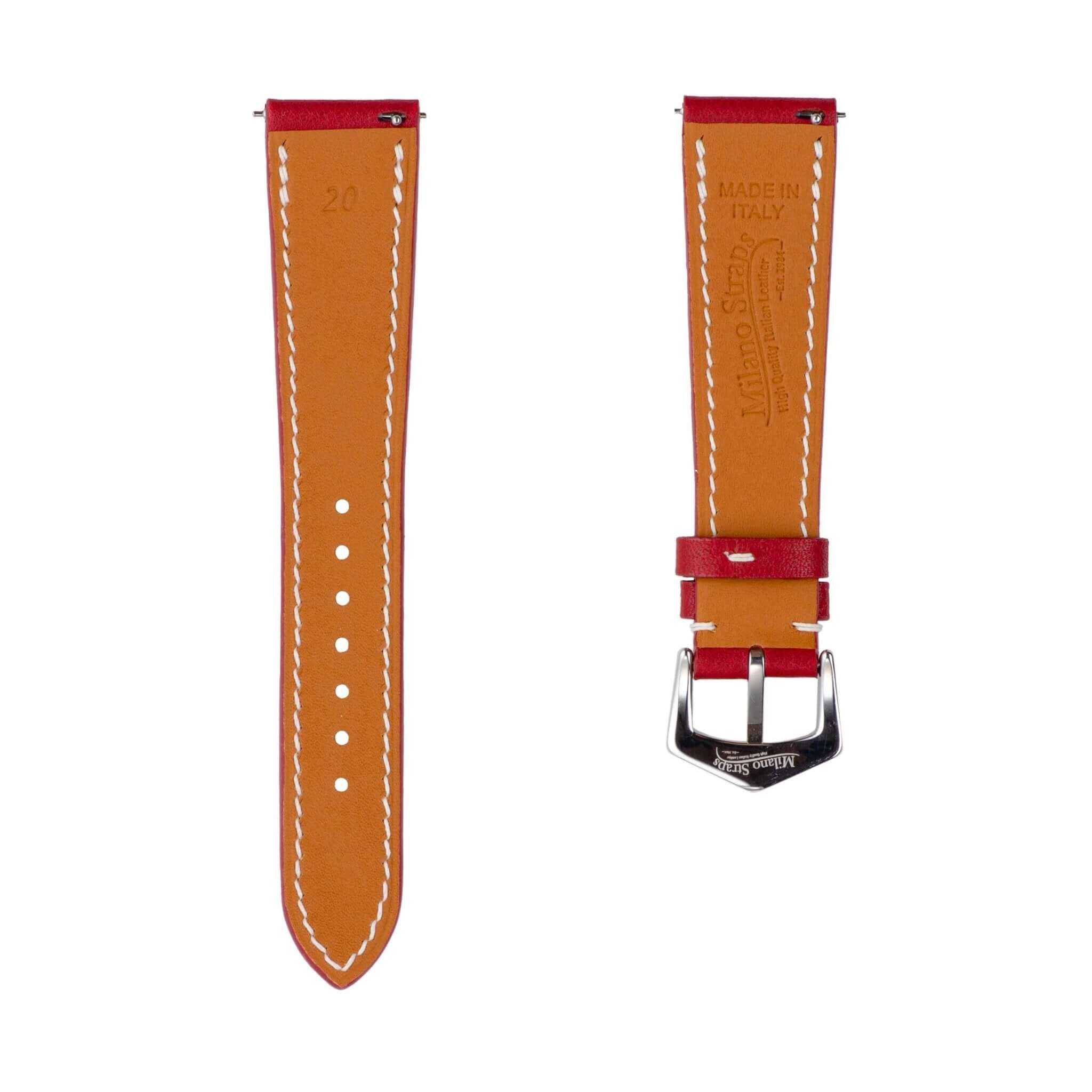 Red Swift Leather Watch Strap - Leather strap- Milano Straps
