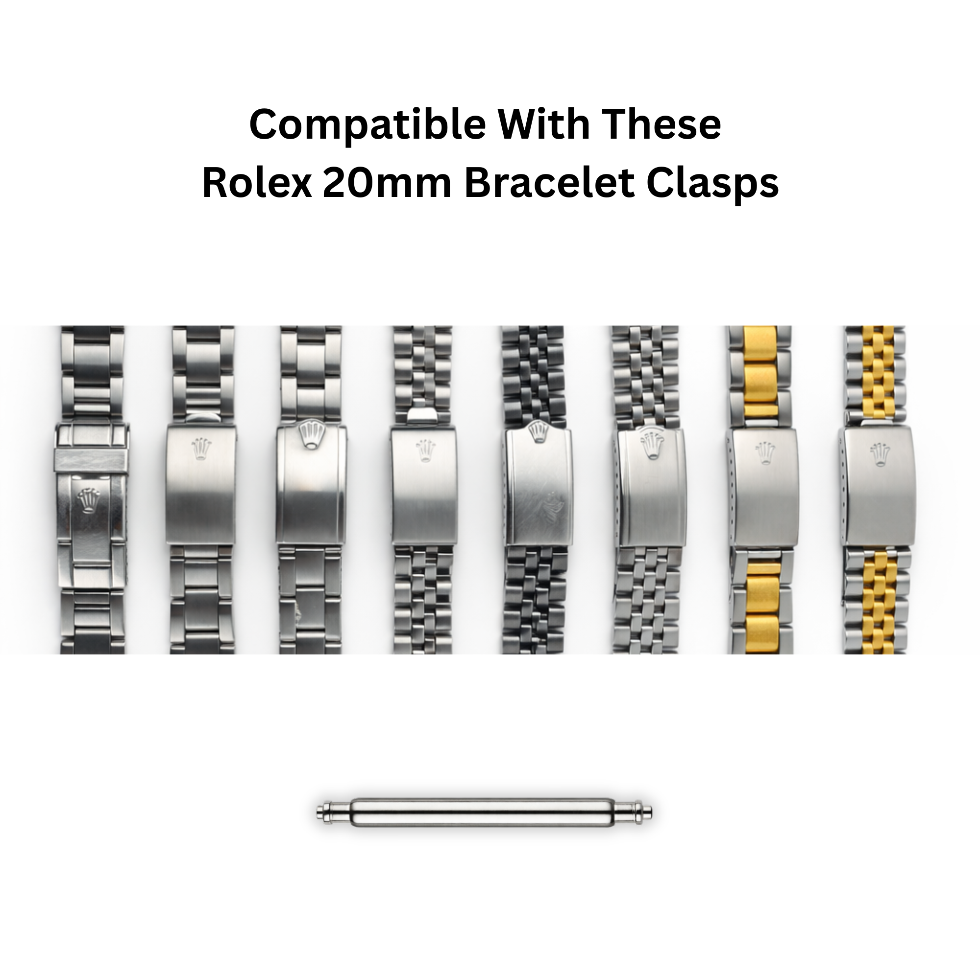 Rolex Buckle Clasp 16mm Spring Bars For Jubilee and Oyster Band Bracelets - One Pair