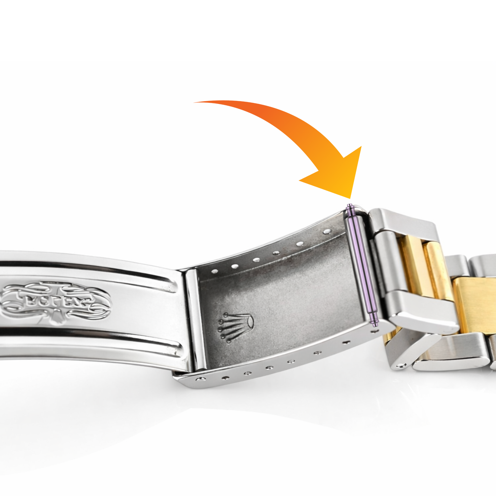 Rolex Buckle Clasp 16mm Spring Bars For Jubilee and Oyster Band Bracelets - One Pair