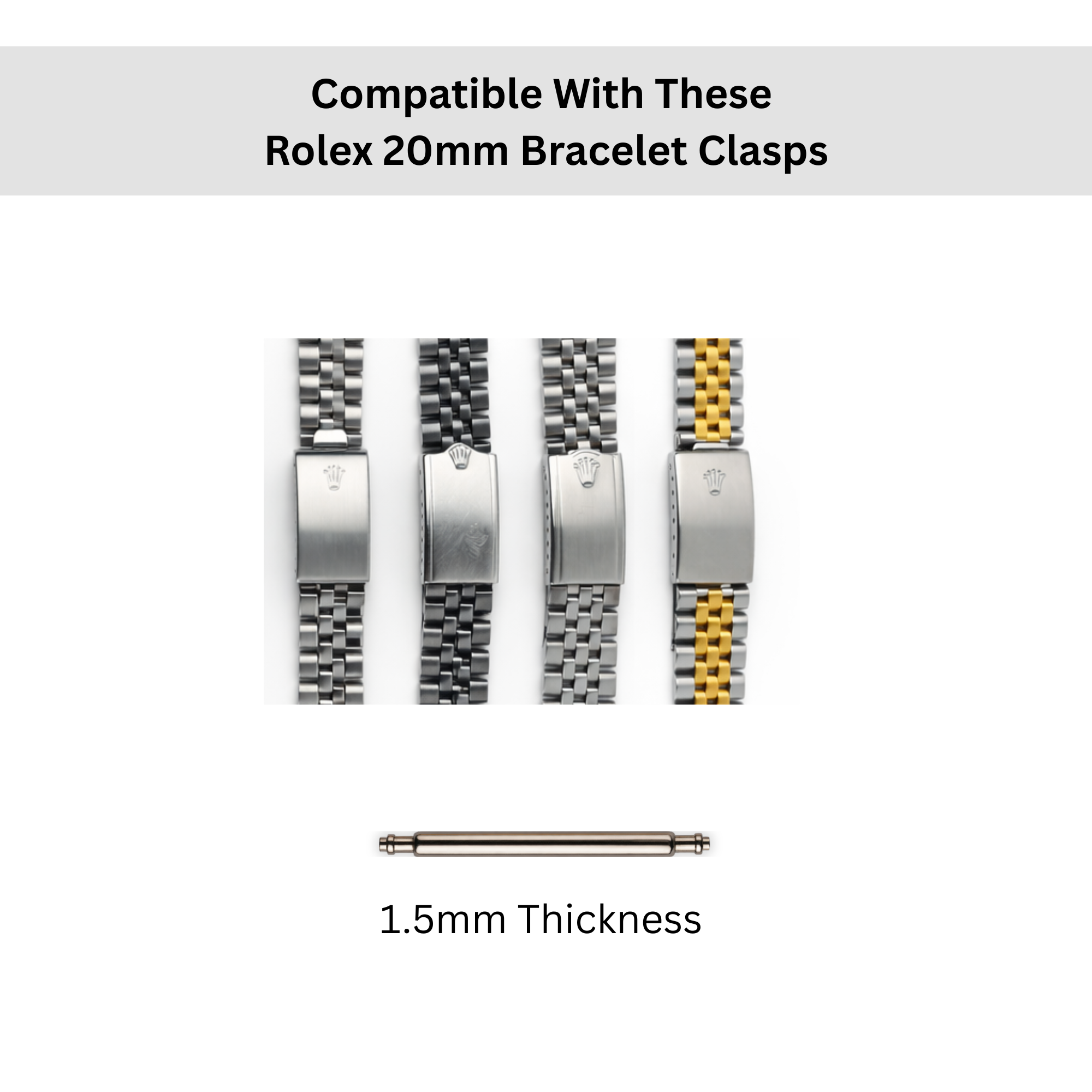 Rolex Buckle Clasp Spring Bar For Jubilee Bracelets 16mm- One Pair