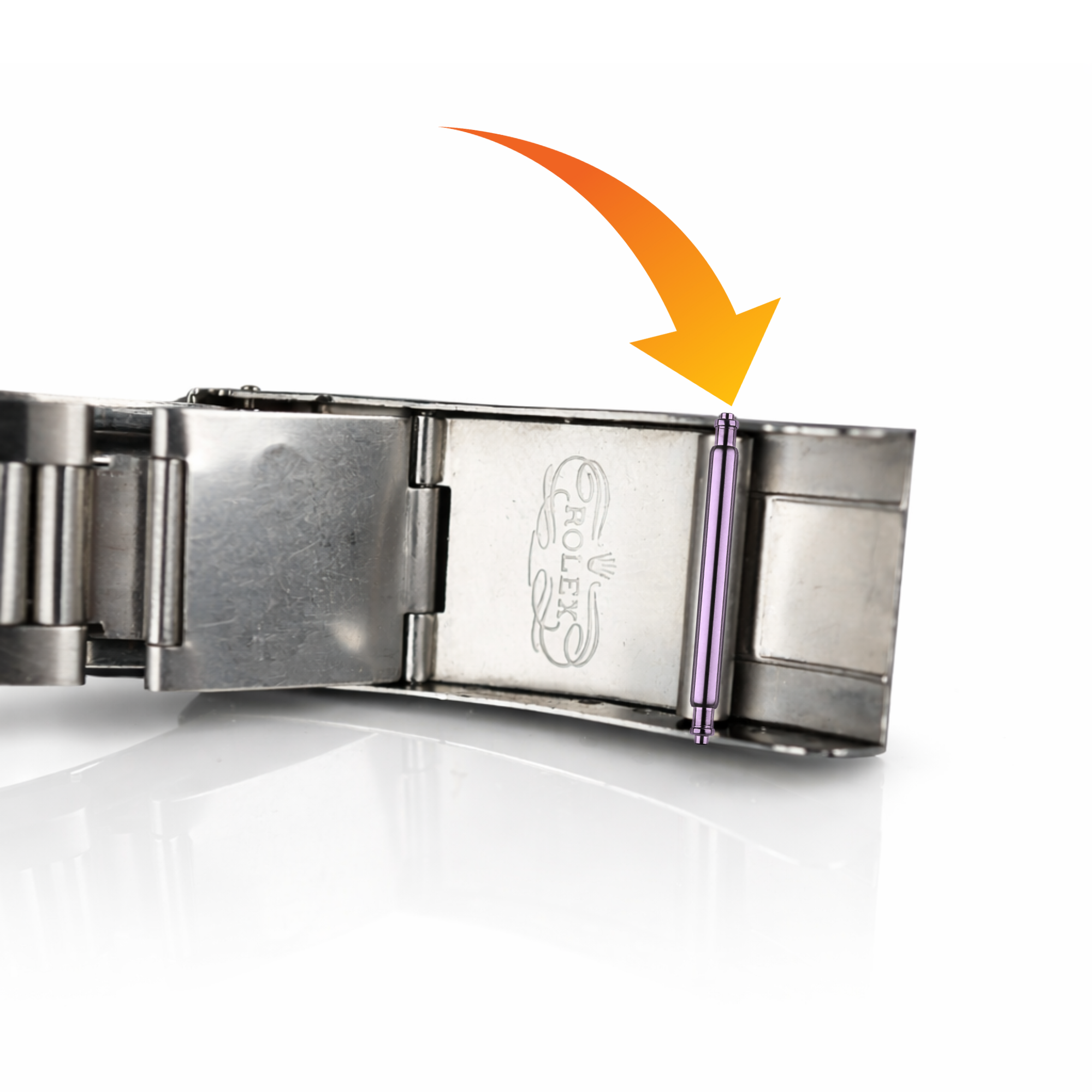 Rolex bracelet clasp spring bars engineered for factory correct fit and secure attachment on modern Rolex watches