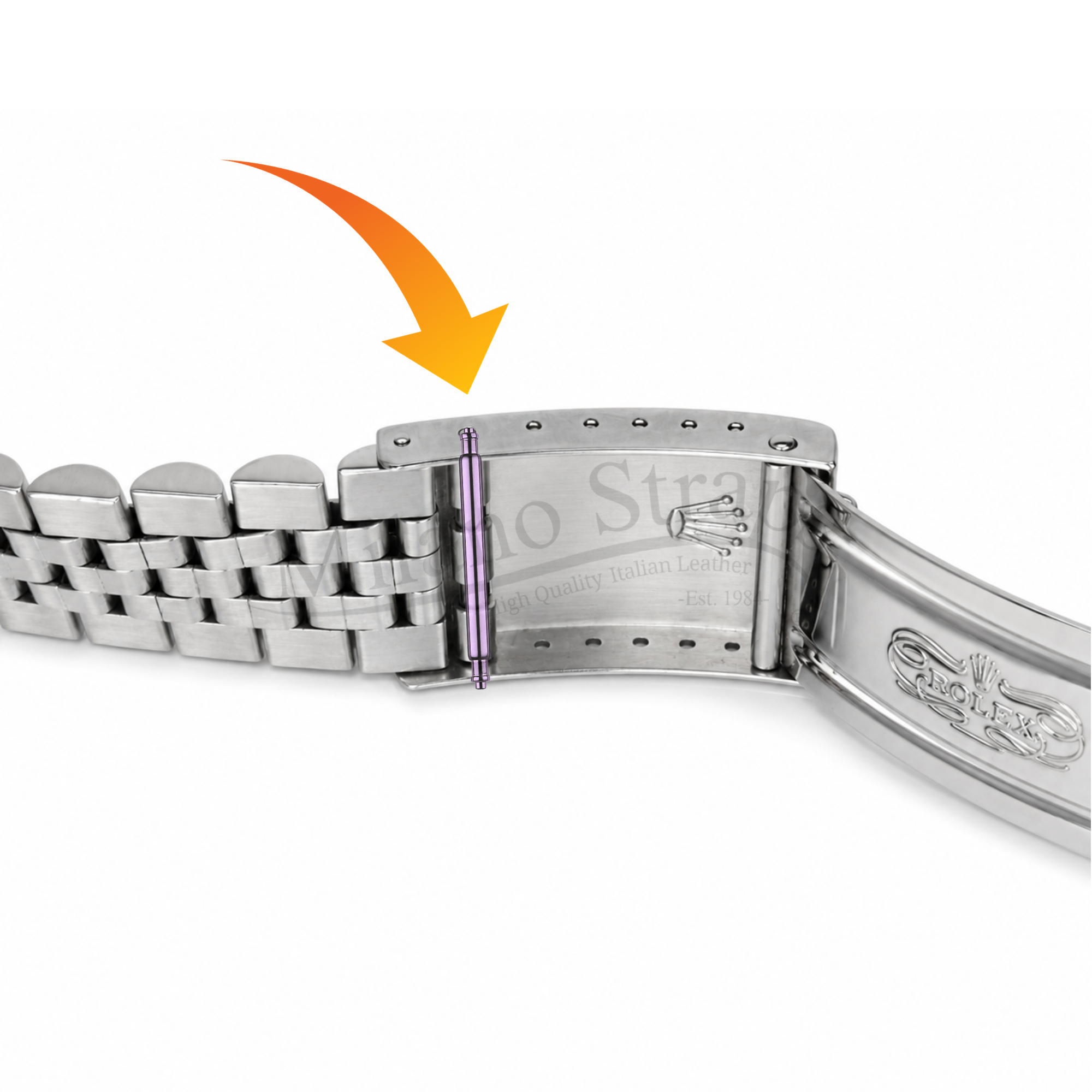 Rolex bracelet clasp spring bars engineered for factory correct fit and secure attachment on modern Rolex watches
