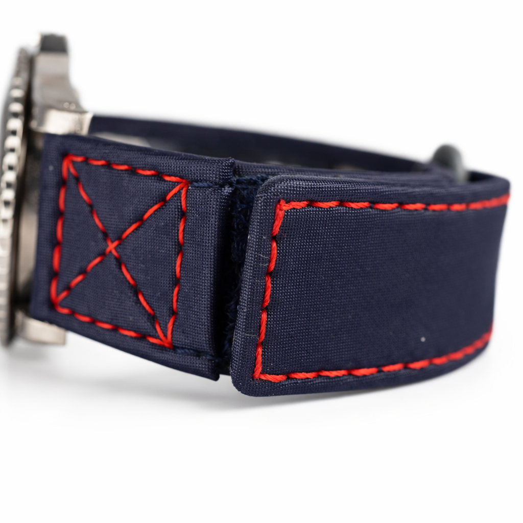 Green Velcro® Watch Band Ecru Stitches 20mm