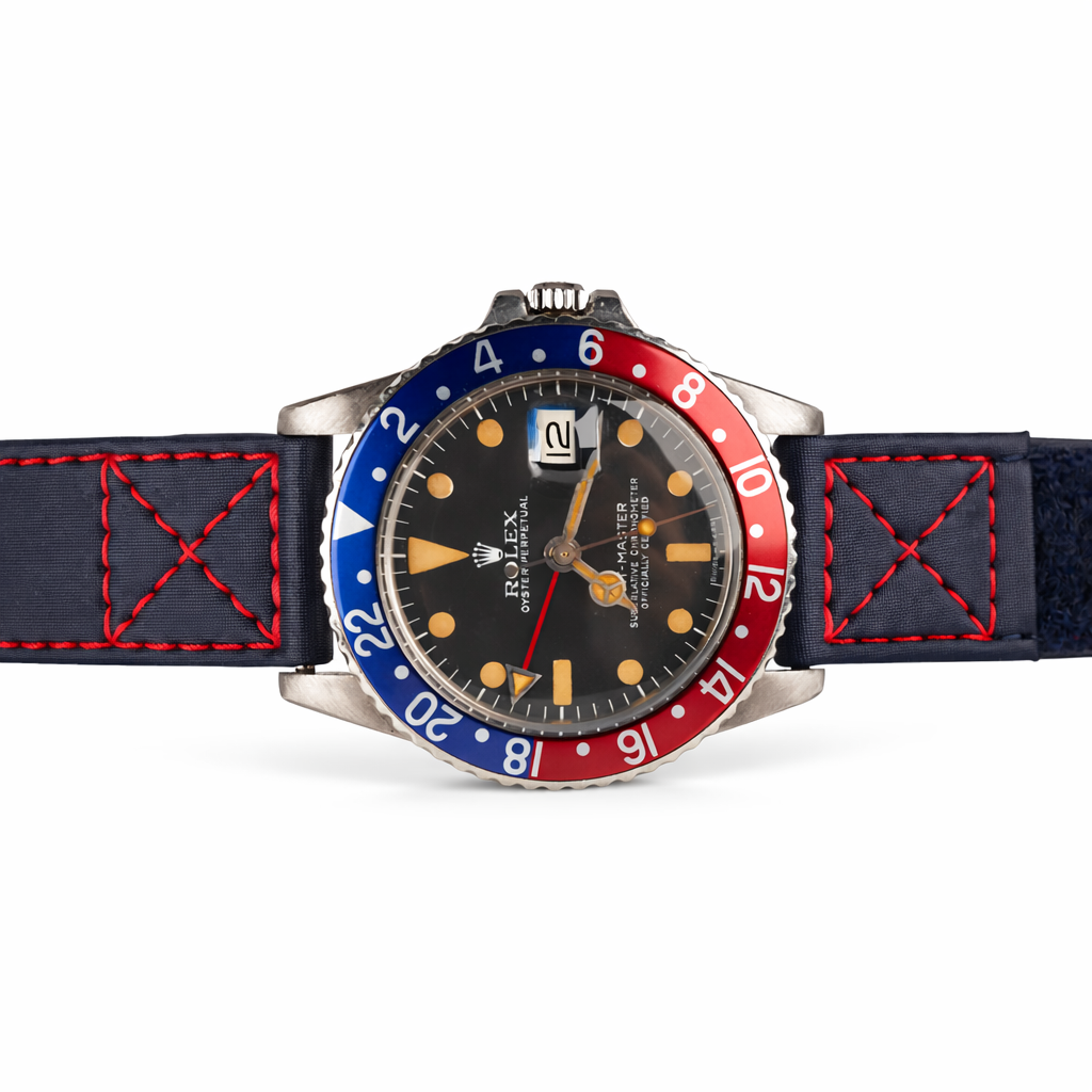 Green Velcro® Watch Band Ecru Stitches 20mm