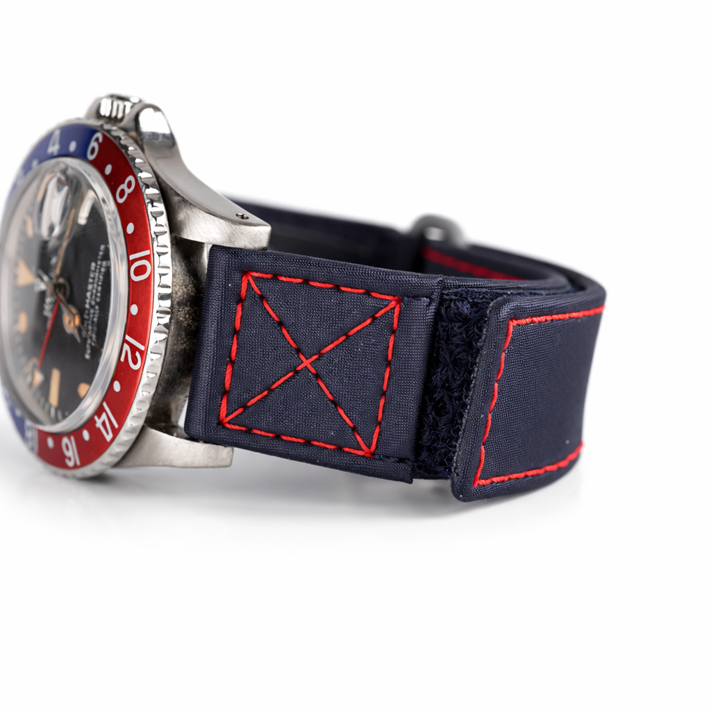 Green Velcro® Watch Band Ecru Stitches 20mm