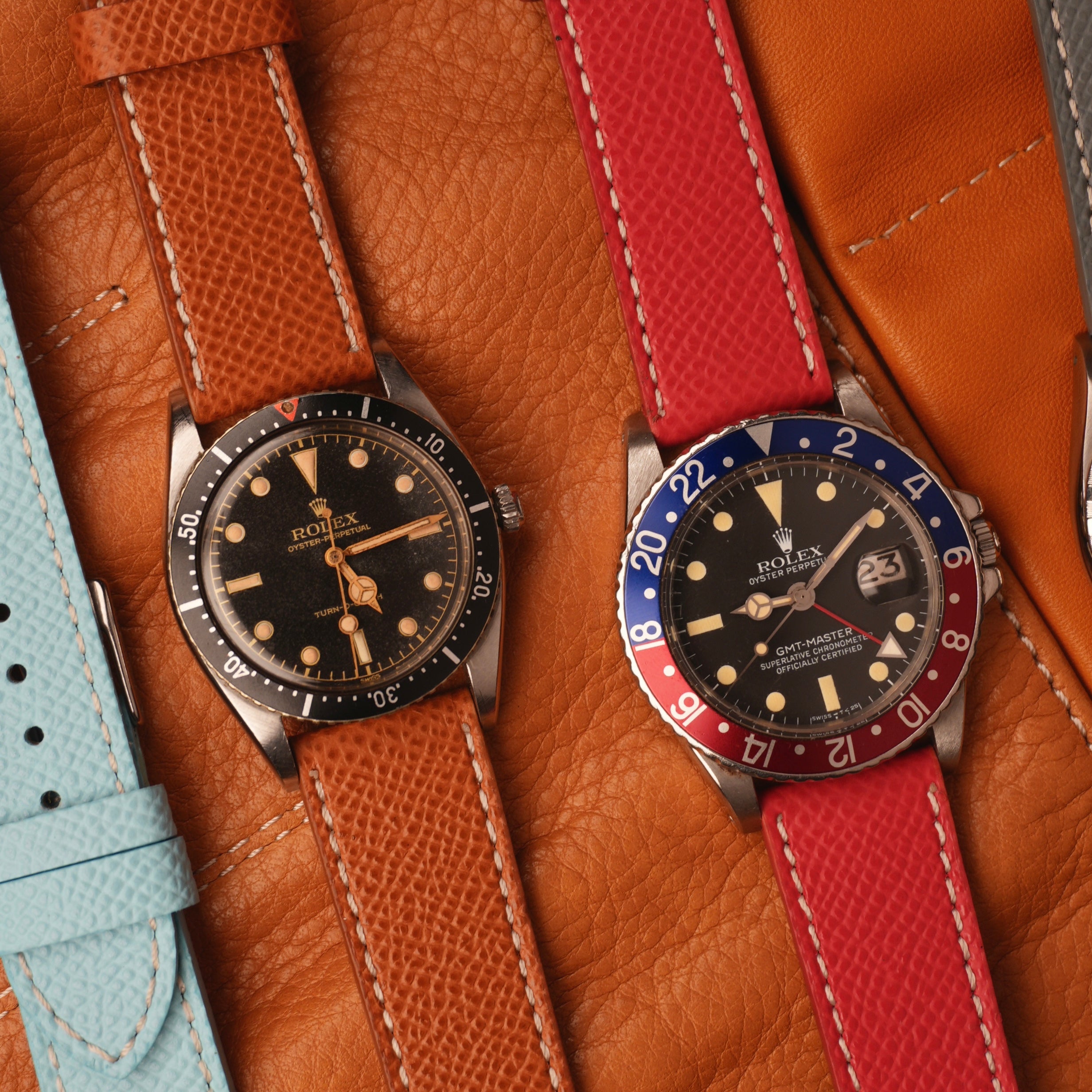 Cognac Epsom Leather Watch Strap