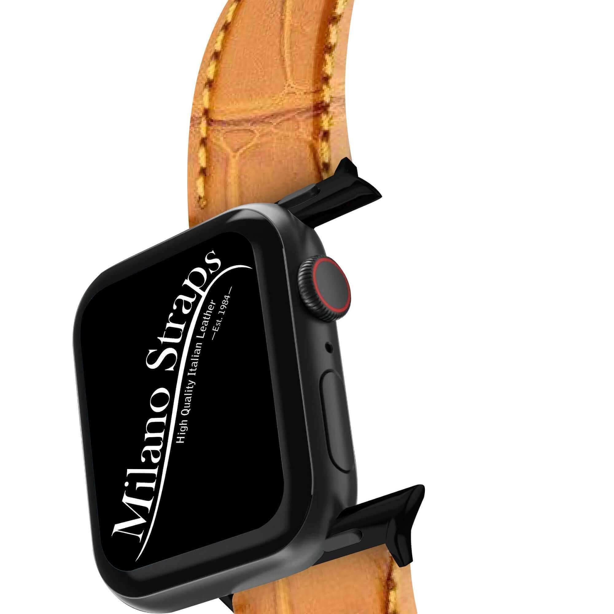 Apple Watch Leather Band ™ Alligator Millennium Cognac Watch Strap - Apple Watch Alligator Bands- Milano Straps