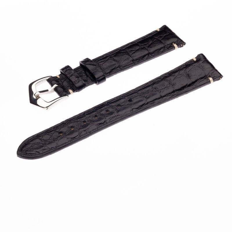 Apple Watch Leather Band ™ Black Alligator Minimal Stitches - Apple Watch Alligator Bands- Milano Straps