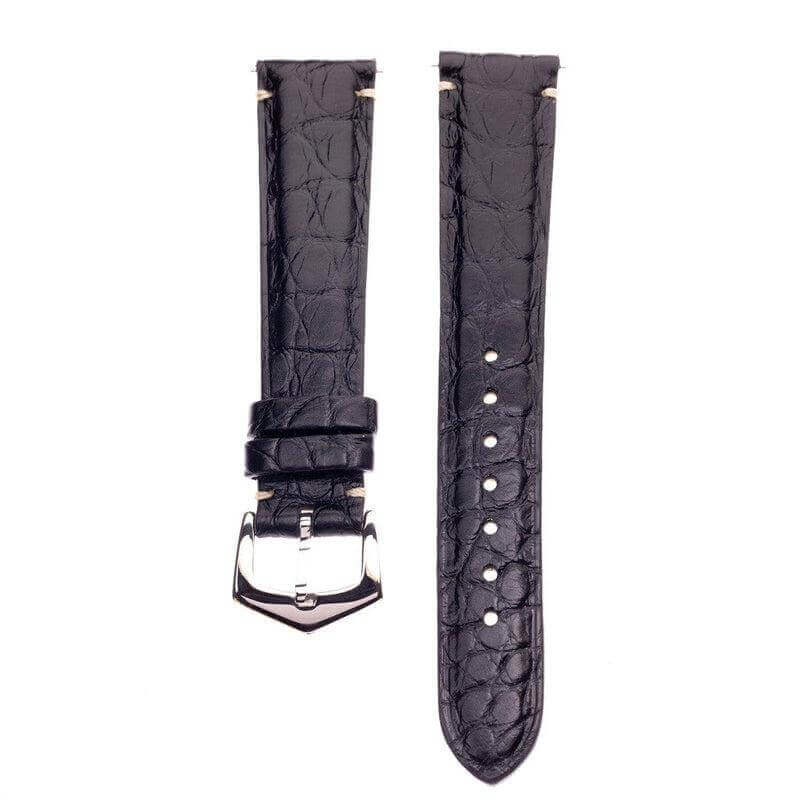 Apple Watch Leather Band ™ Black Alligator Minimal Stitches - Apple Watch Alligator Bands- Milano Straps