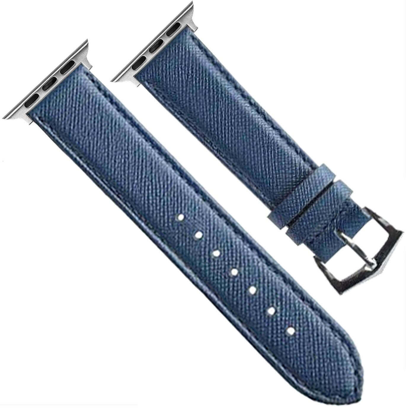 Apple Watch Leather Band ™ Blue Saffiano Tone Stitches - Apple Watch Leather Straps- Milano Straps