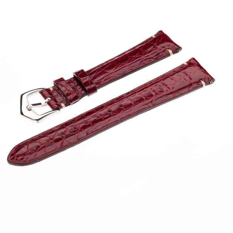 Apple Watch Leather Band ™ Burgundy Alligator Millennium Minimal Stitches Watch Strap - Apple Watch Alligator Bands- Milano Straps