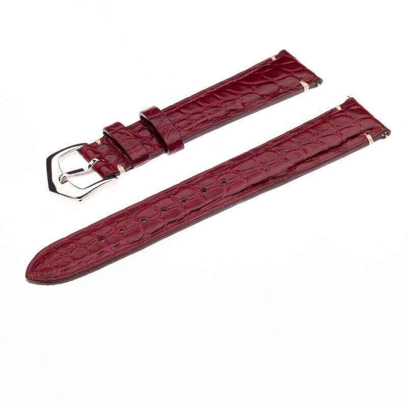 Apple Watch Leather Band ™ Burgundy Millennium Alligator Minimal Stitches Watch Band - Apple Watch Alligator Bands- Milano Straps