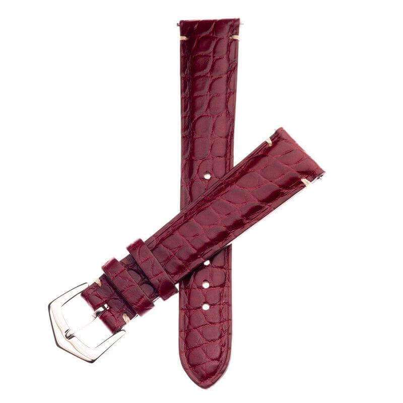 Apple Watch Leather Band ™ Burgundy Millennium Alligator Minimal Stitches Watch Band - Apple Watch Alligator Bands- Milano Straps