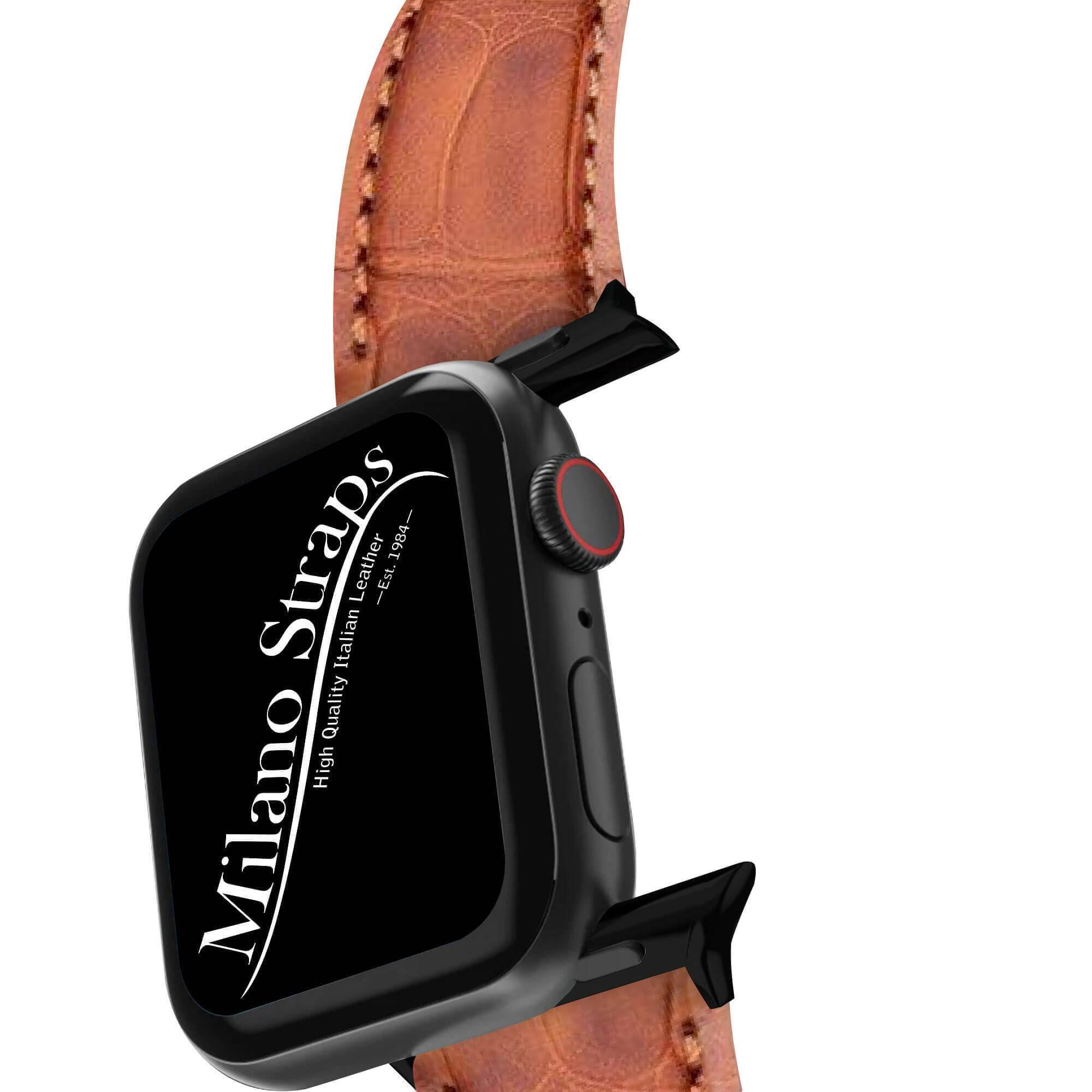 Apple Watch Leather Band ™ Cognac Matt Alligator Watch Band - Apple Watch Alligator Bands- Milano Straps