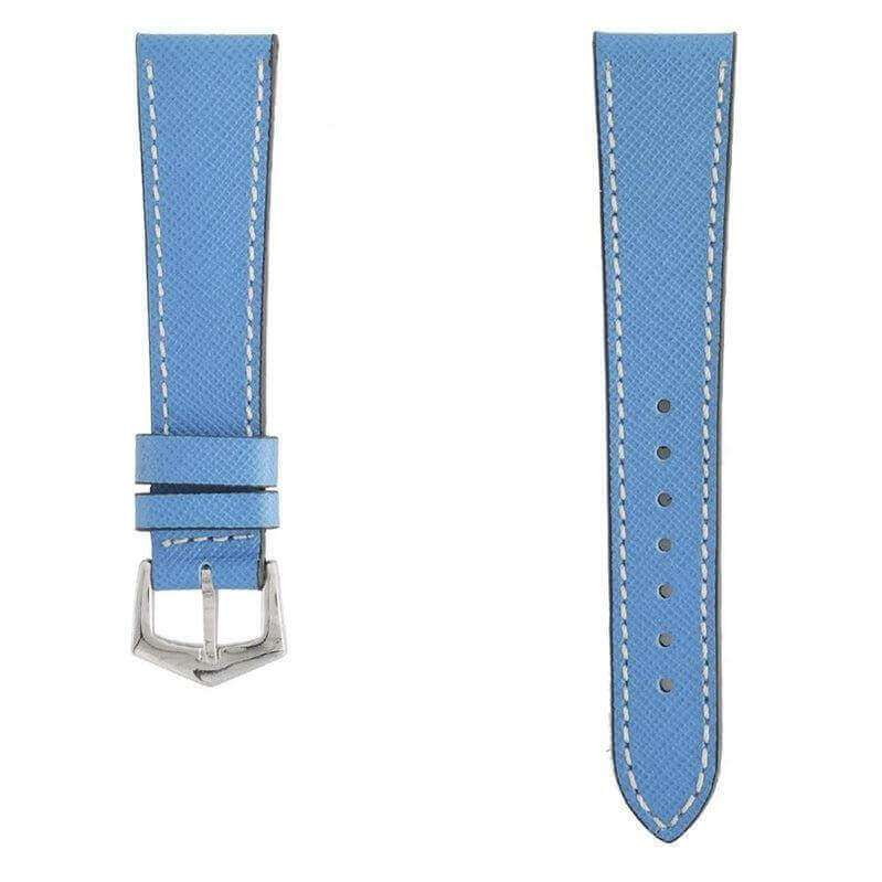 Apple Watch Leather Band ™ Light Blue Saffiano Ecru Stitches - Apple Watch Leather Straps- Milano Straps
