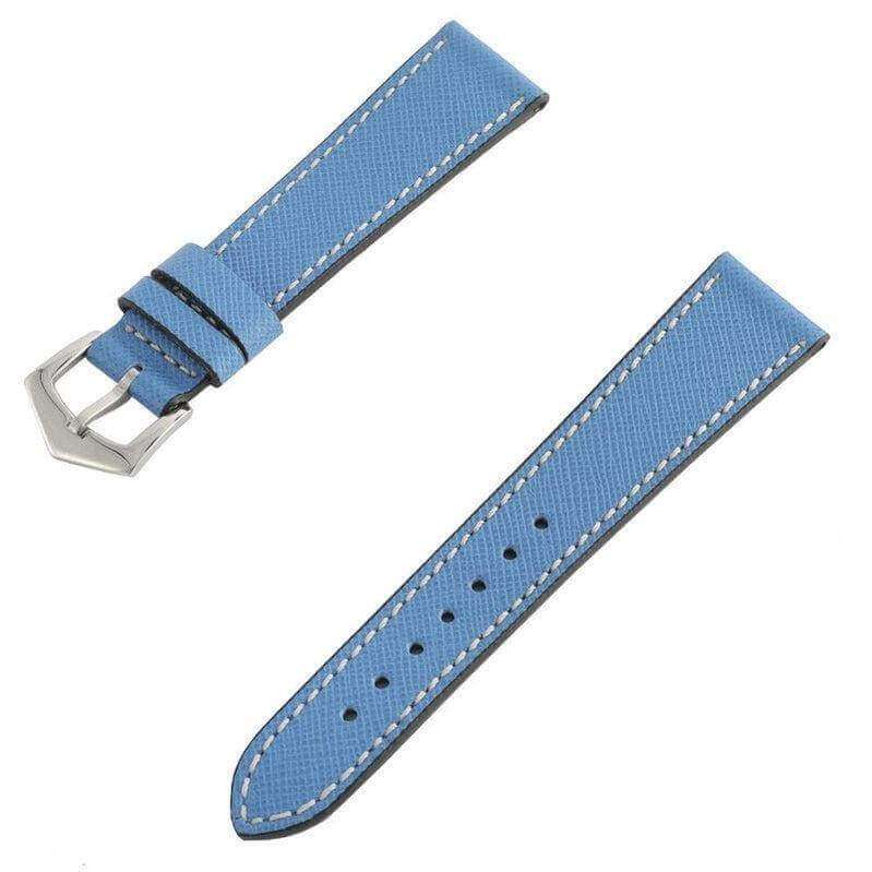 Apple Watch Leather Band ™ Light Blue Saffiano Ecru Stitches - Apple Watch Leather Straps- Milano Straps