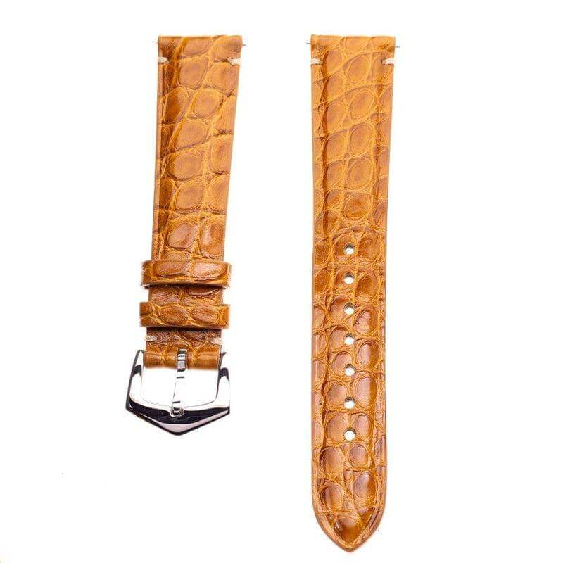 Apple Watch Leather Band ™ Millennium Cognac Alligator Minimal Stitches - Apple Watch Alligator Bands- Milano Straps