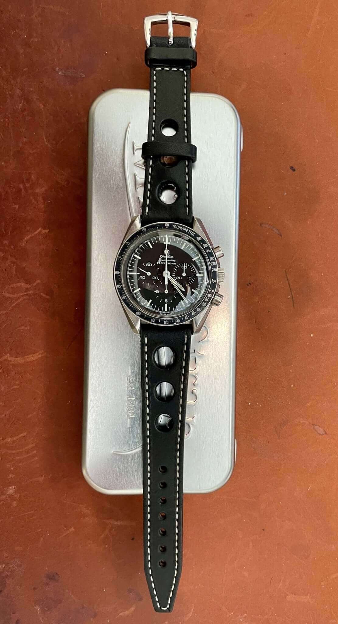 Black "Rally" Leather Watch Strap - Leather strap- Milano Straps