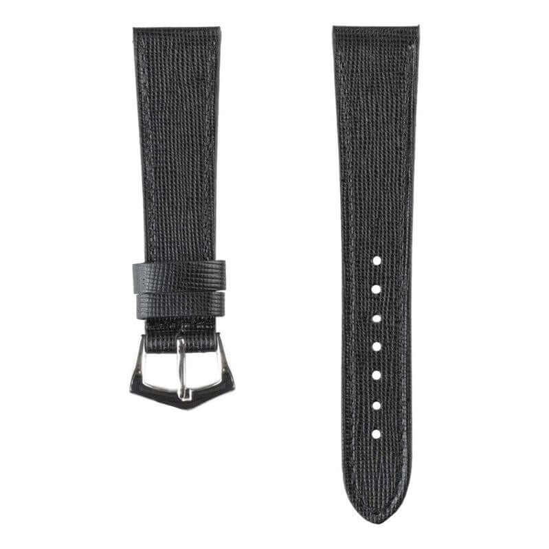 Black Saffiano Leather Watch Strap Tone Stitches - Leather strap- Milano Straps