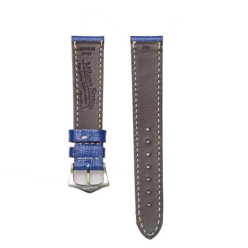 Blue Saffiano Leather Watch Strap - Leather strap- Milano Straps