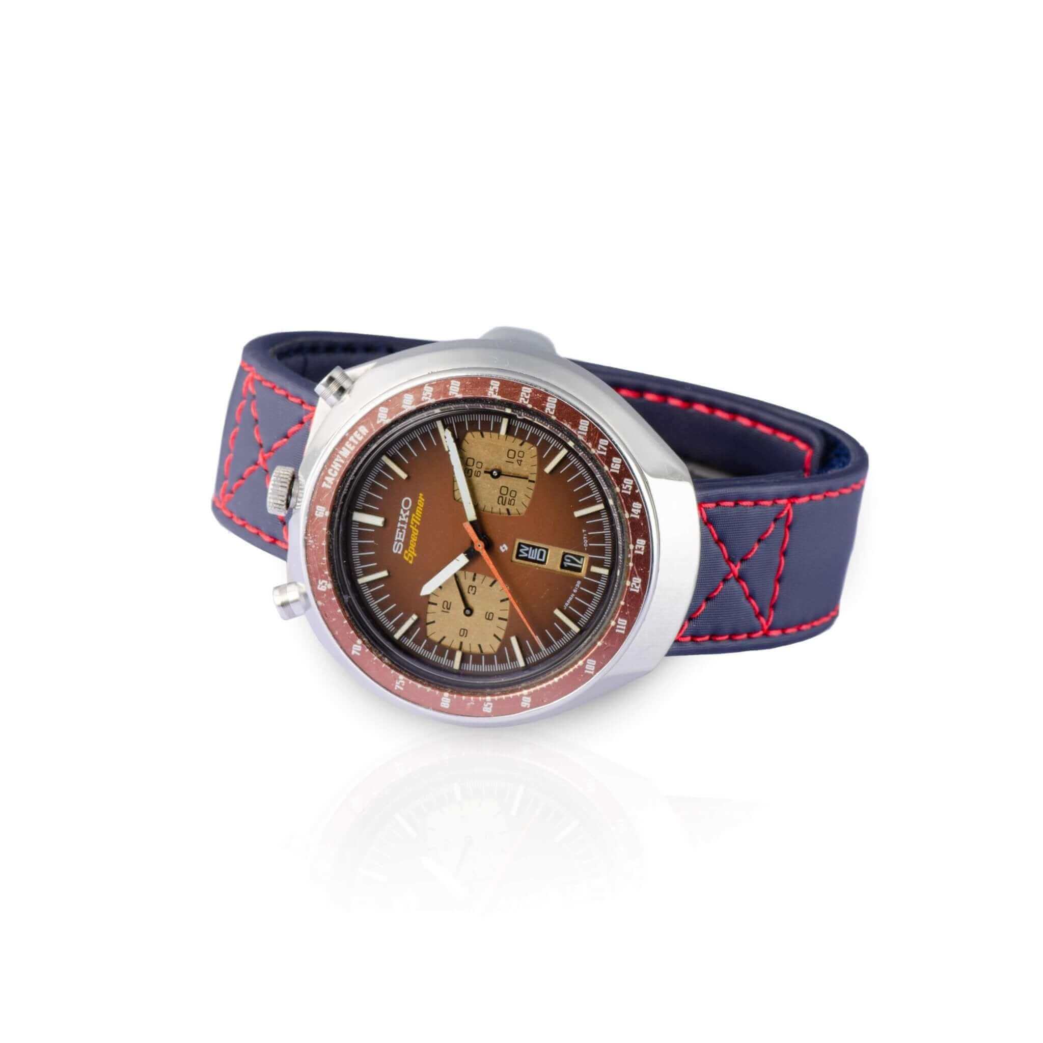 Blue Velcro® Watch Band Red Stitches 20mm - Velco® watch bands- Milano Straps