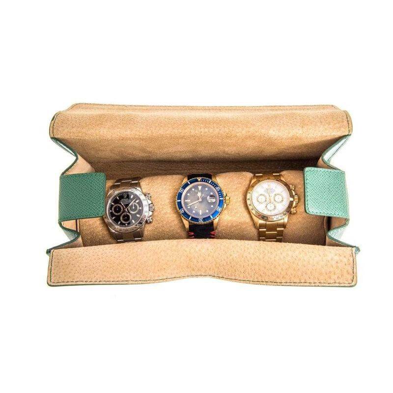 Casati Milano Travel Case Triangular Epsom Leather Green color - Travel Case- Milano Straps