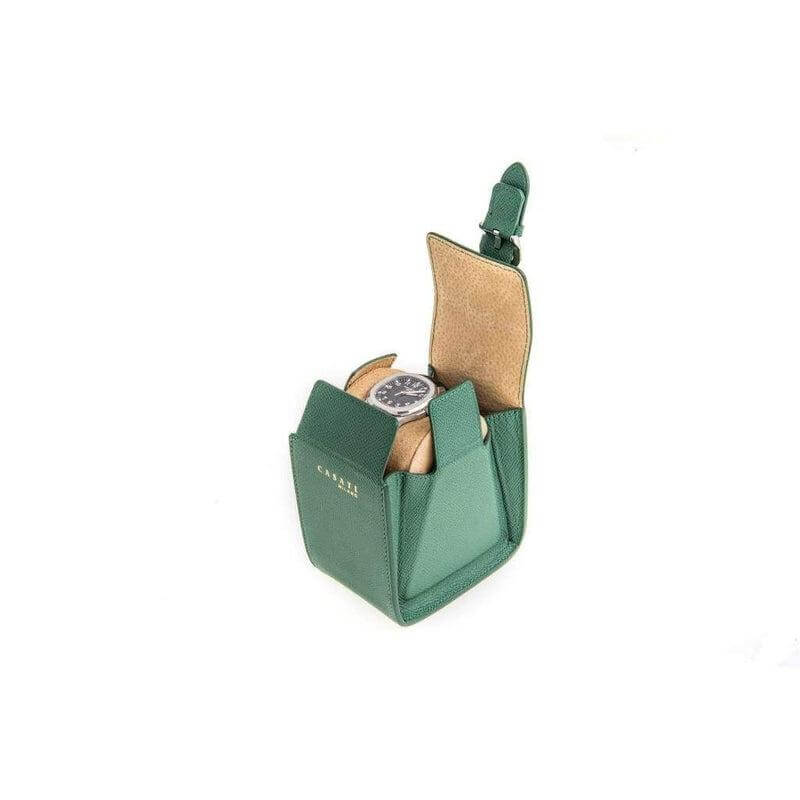 Casati Milano Travel Case Triangular Epsom Leather Green - Travel Case- Milano Straps