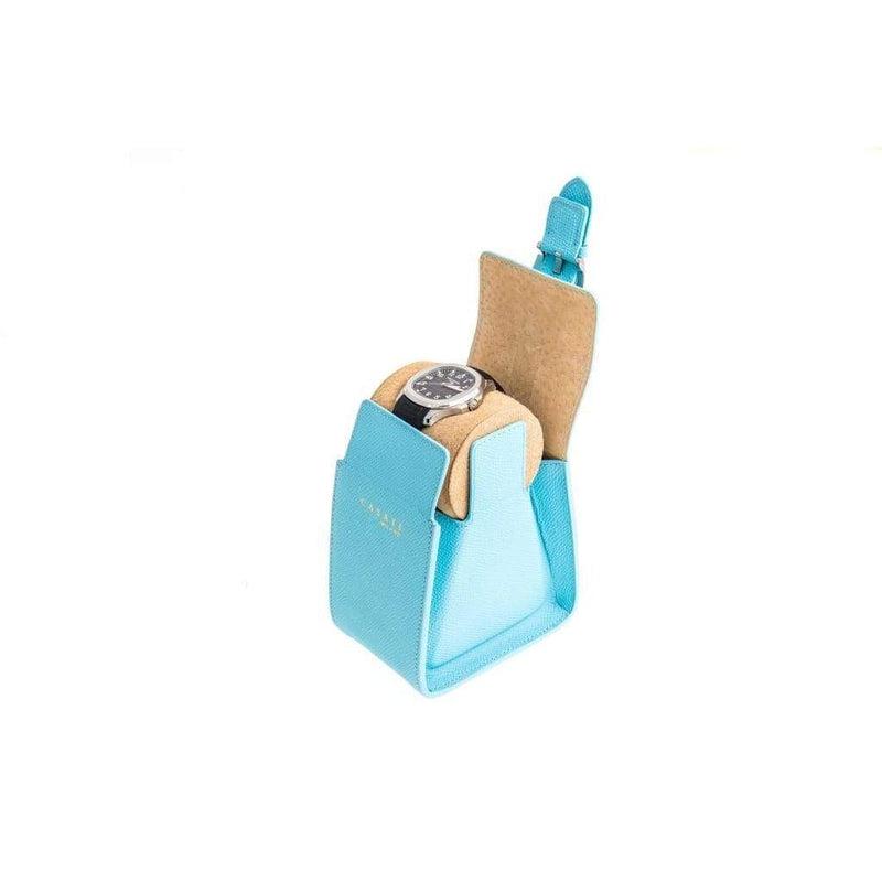 Casati Milano Travel Case Triangular Epsom Leather Light Blue - Travel Case- Milano Straps